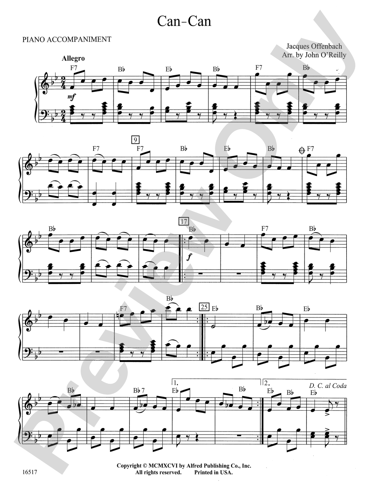 Can-Can: Piano Accompaniment
