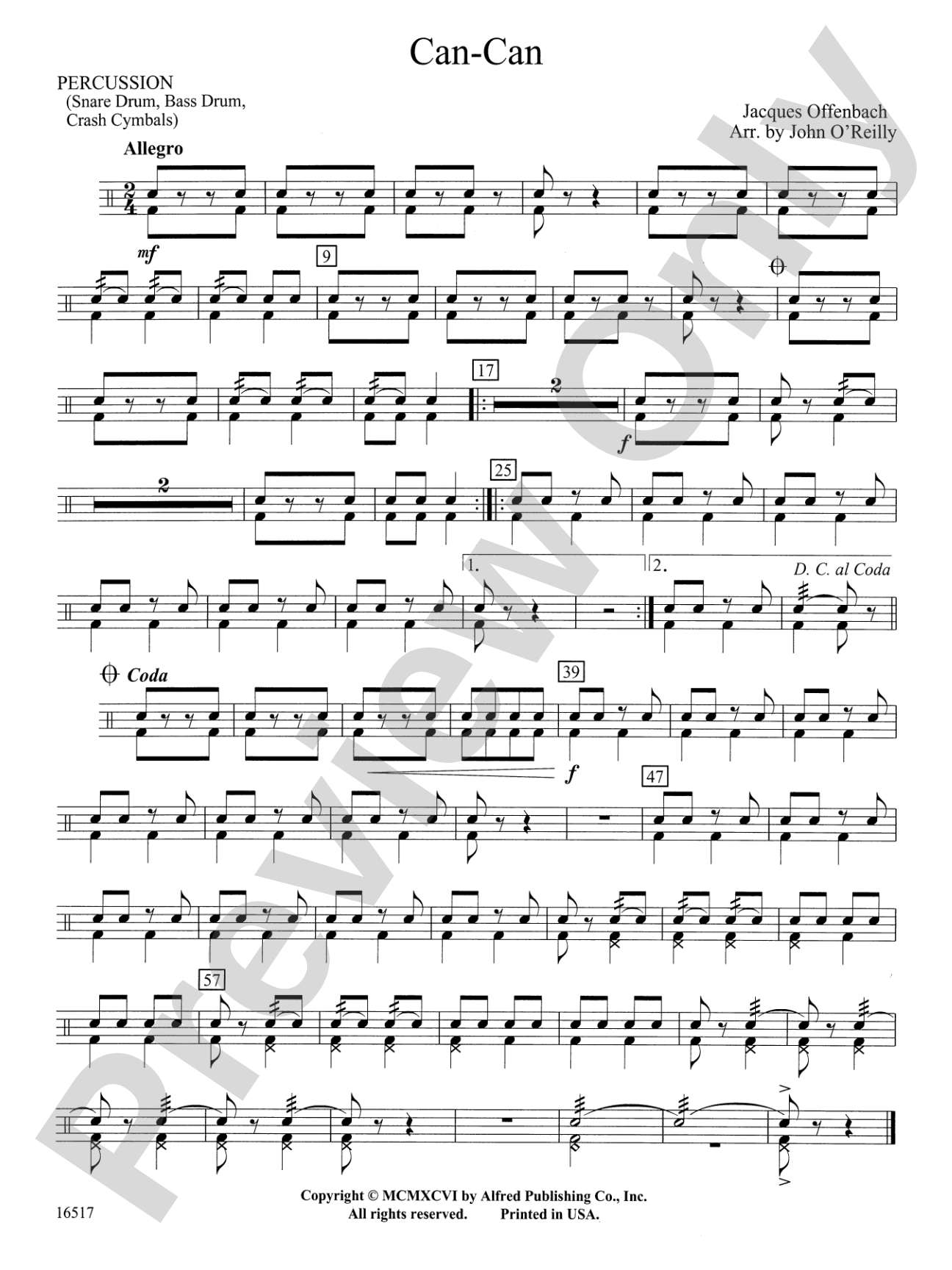 Can-Can: 1st Percussion