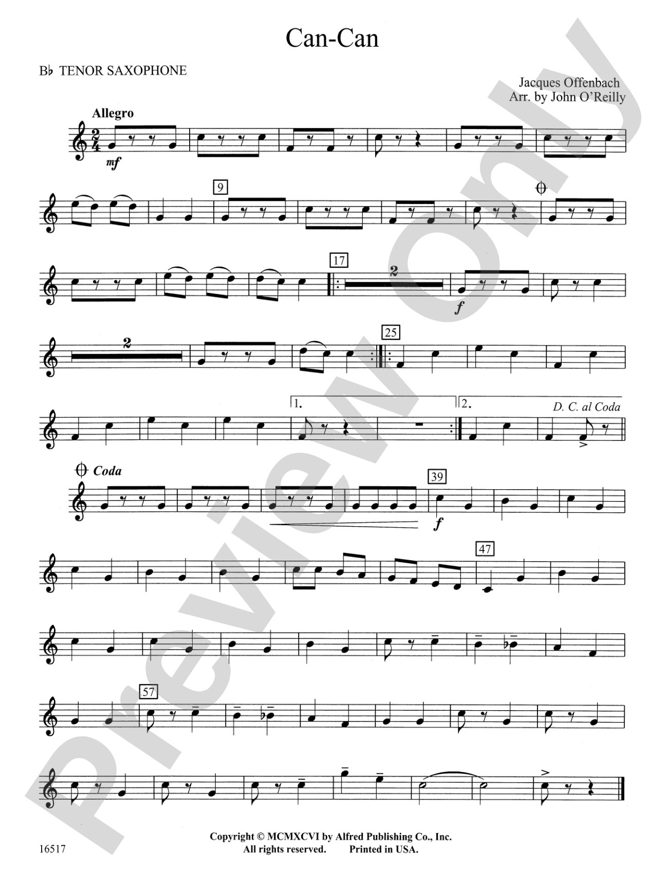 Can-Can: B-flat Tenor Saxophone