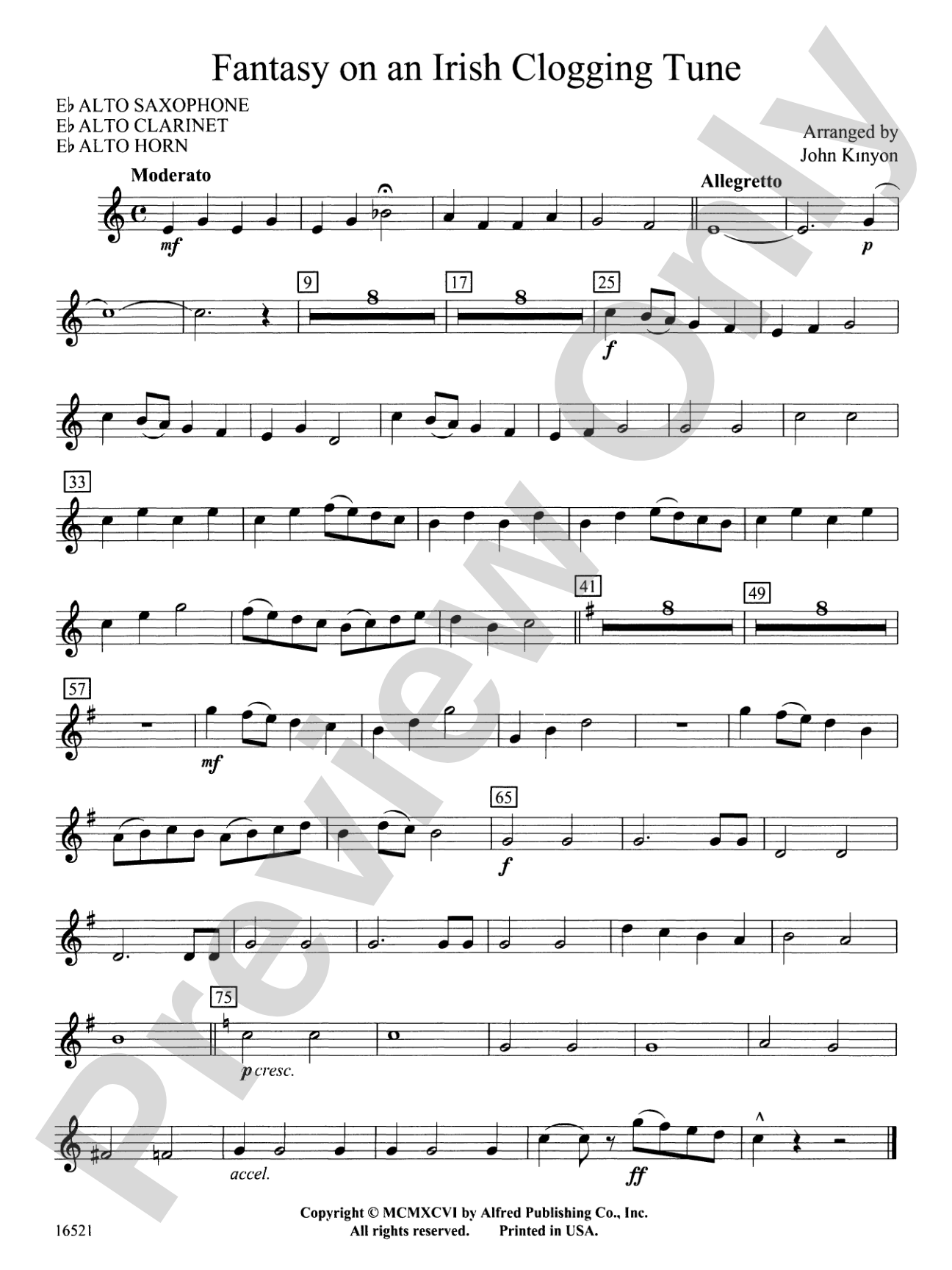 Fantasy on an Irish Clogging Tune: E-flat Alto Saxophone