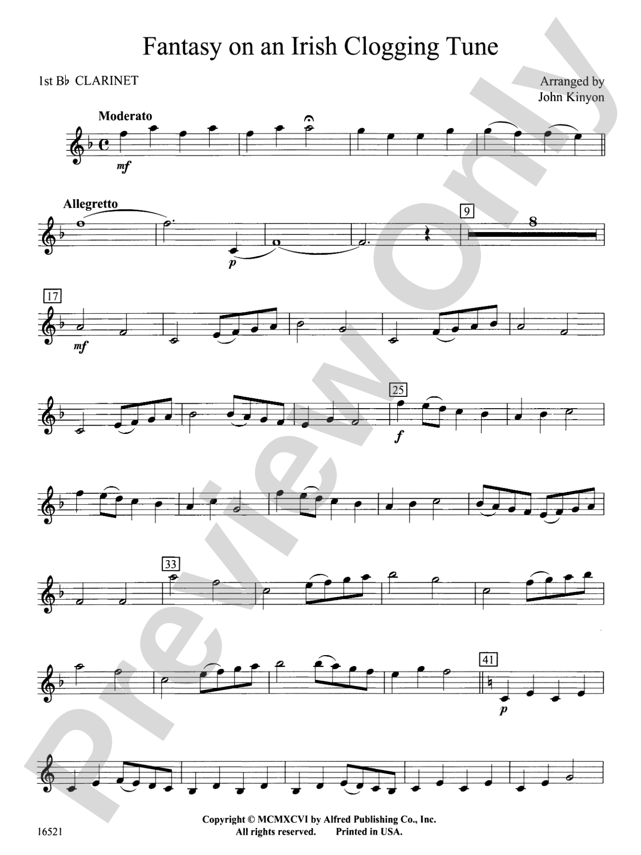 Fantasy on an Irish Clogging Tune: 1st B-flat Clarinet