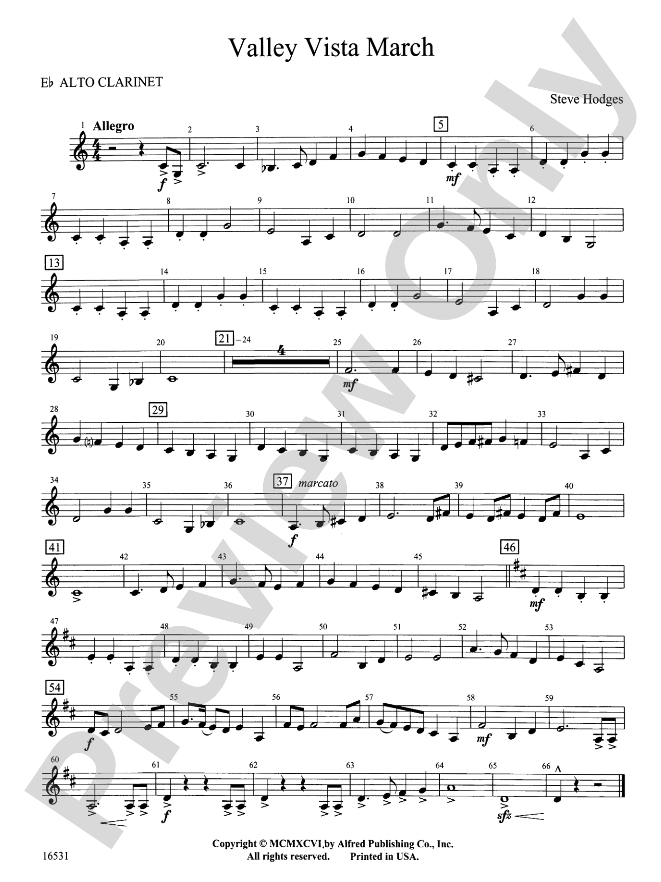 Valley Vista March: E-flat Alto Clarinet
