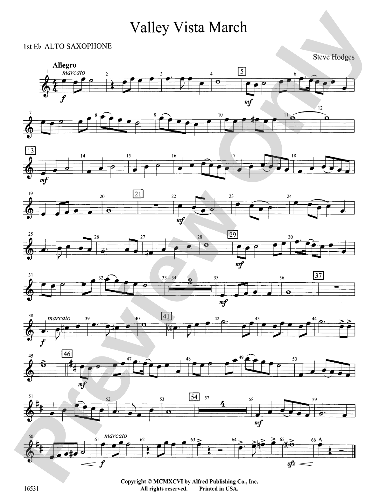 Valley Vista March: E-flat Alto Saxophone