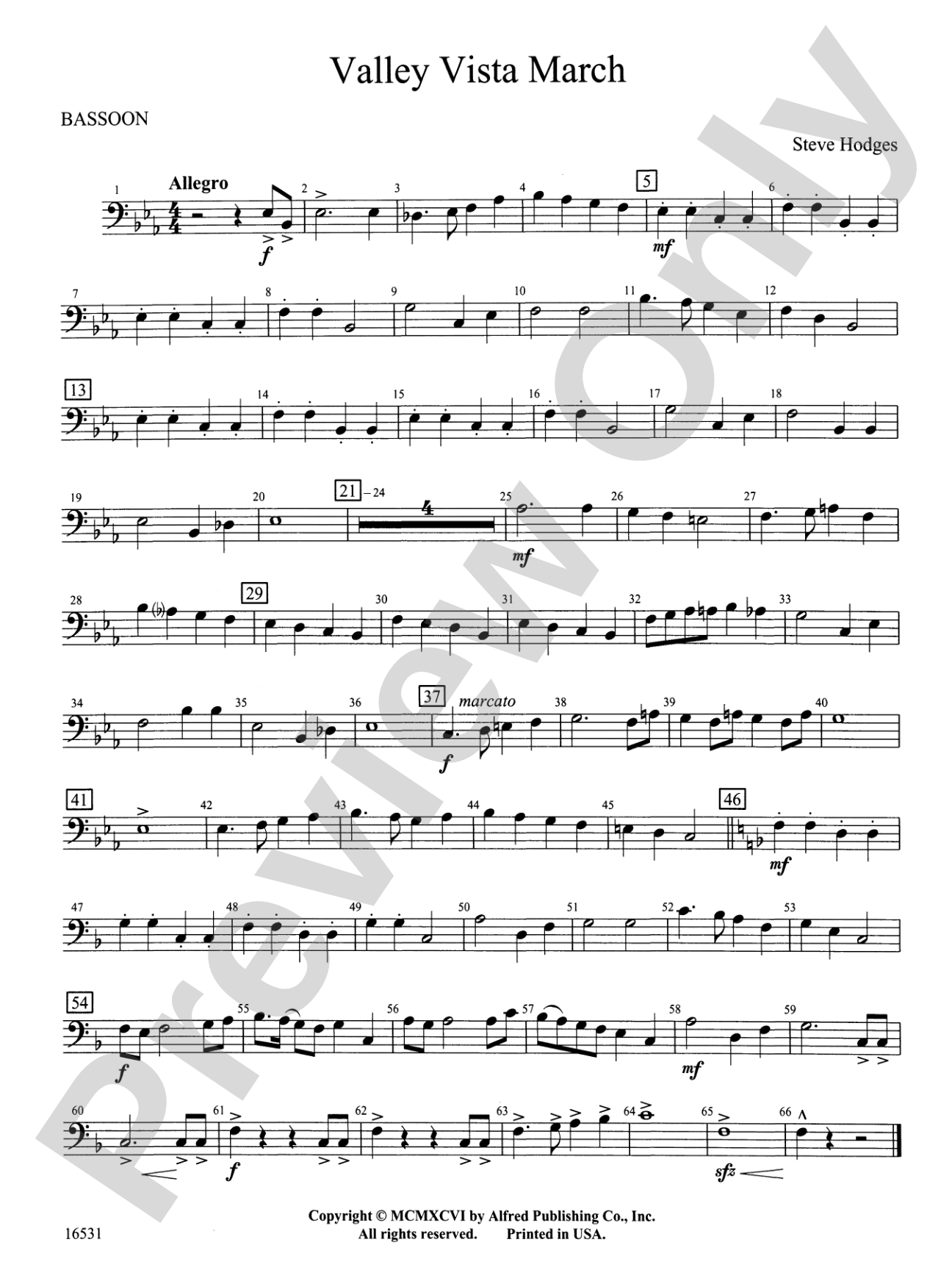 Valley Vista March: Bassoon