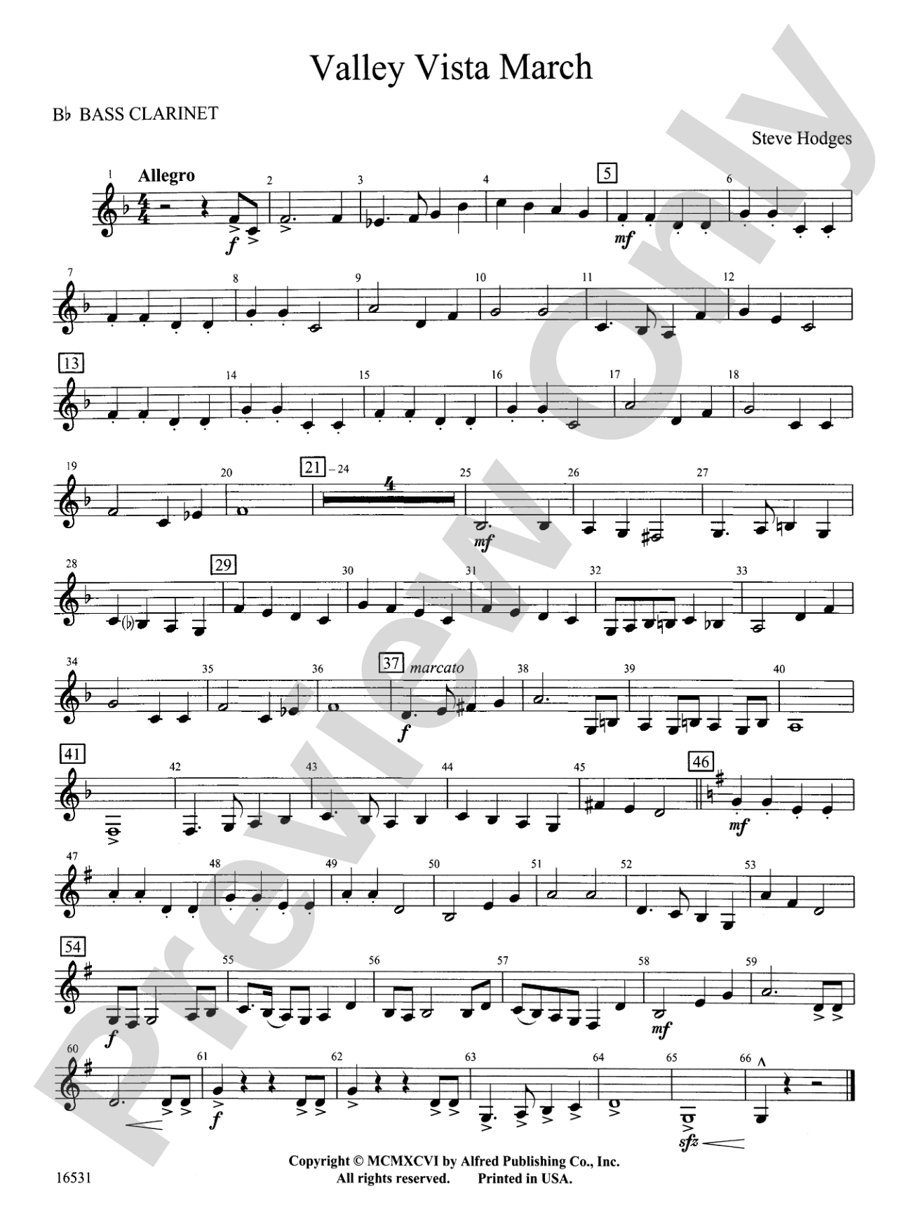 Valley Vista March: B-flat Bass Clarinet