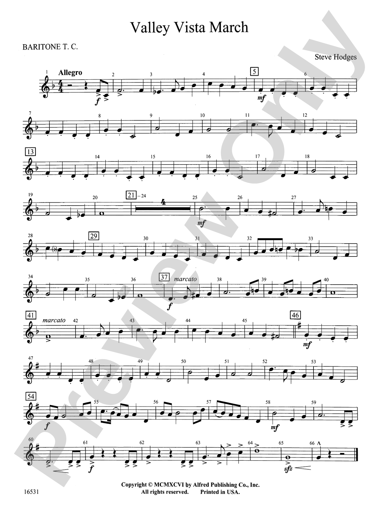 Valley Vista March: Baritone T.C.