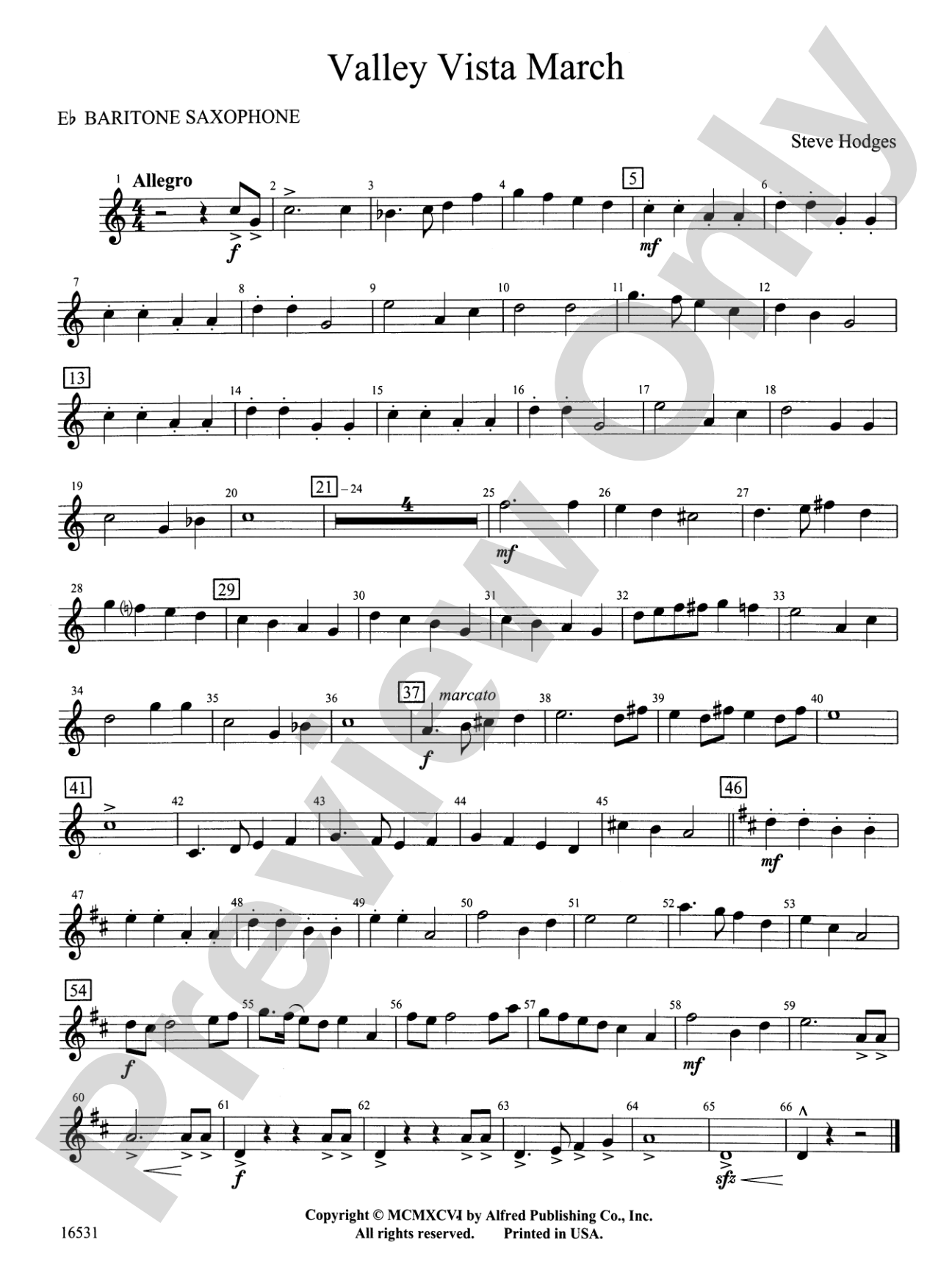 Valley Vista March: E-flat Baritone Saxophone