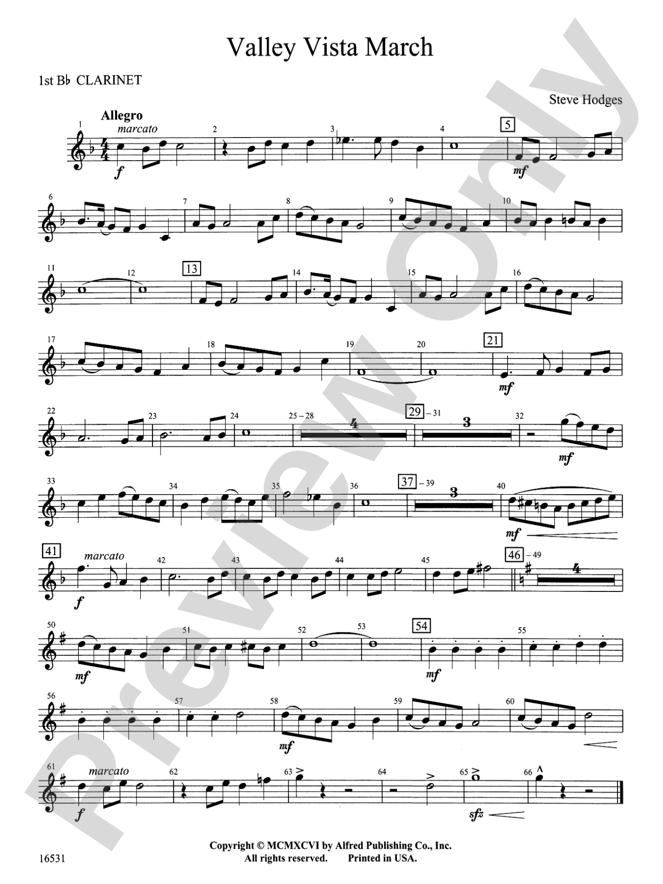 Valley Vista March: 1st B-flat Clarinet