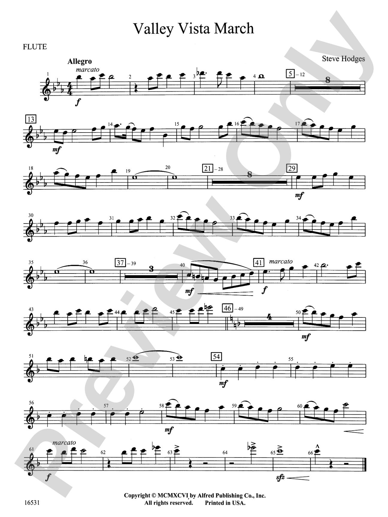 Valley Vista March: Flute