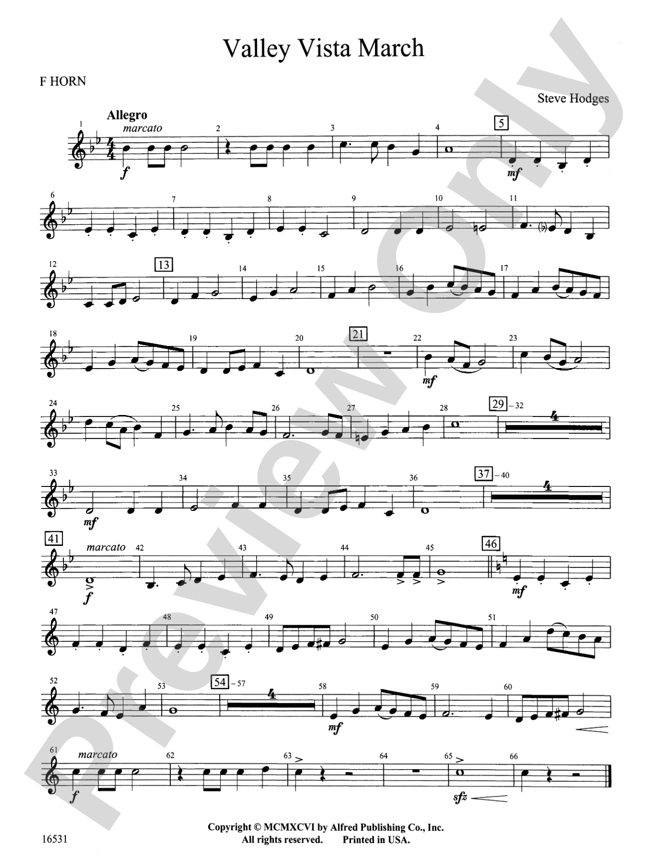 Valley Vista March: 1st F Horn