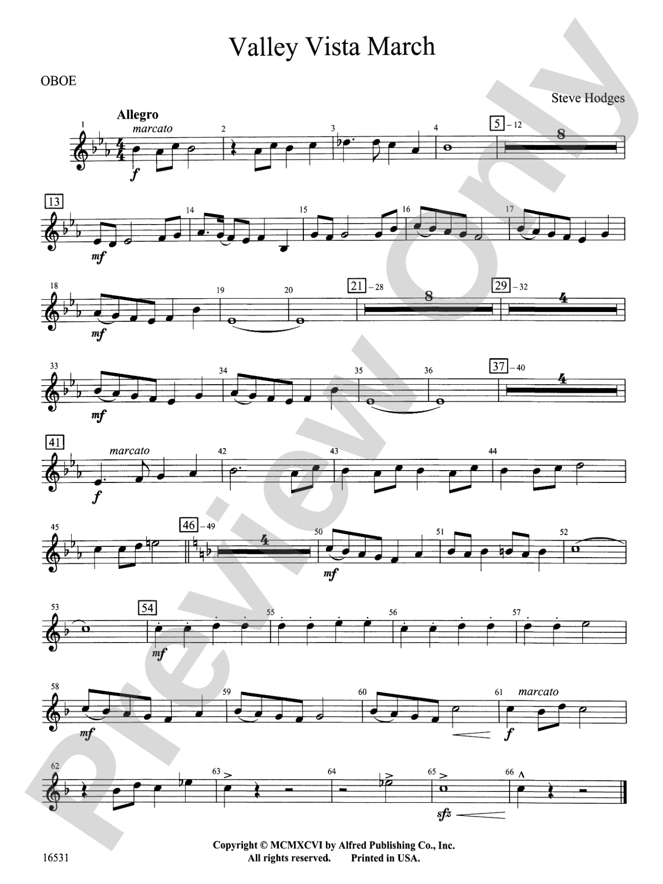 Valley Vista March: Oboe