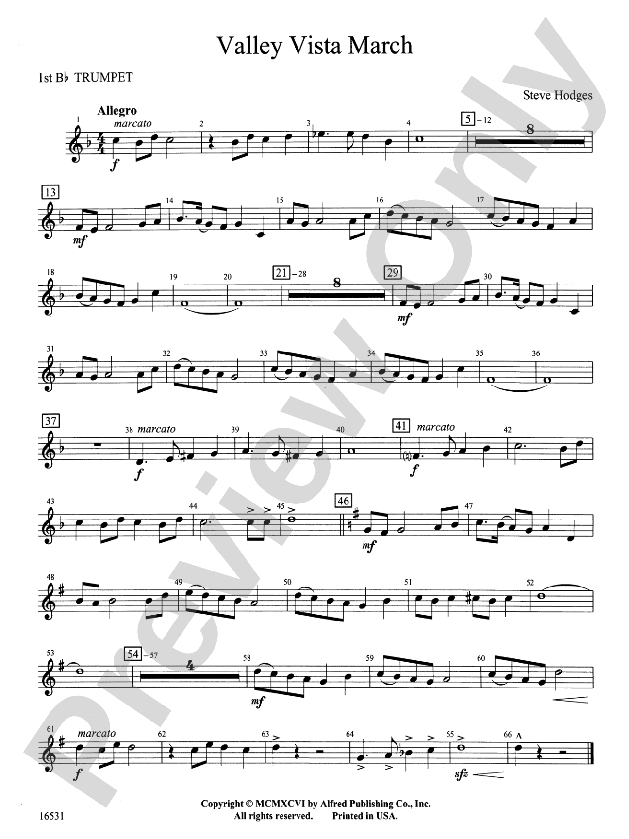 Valley Vista March: 1st B-flat Trumpet