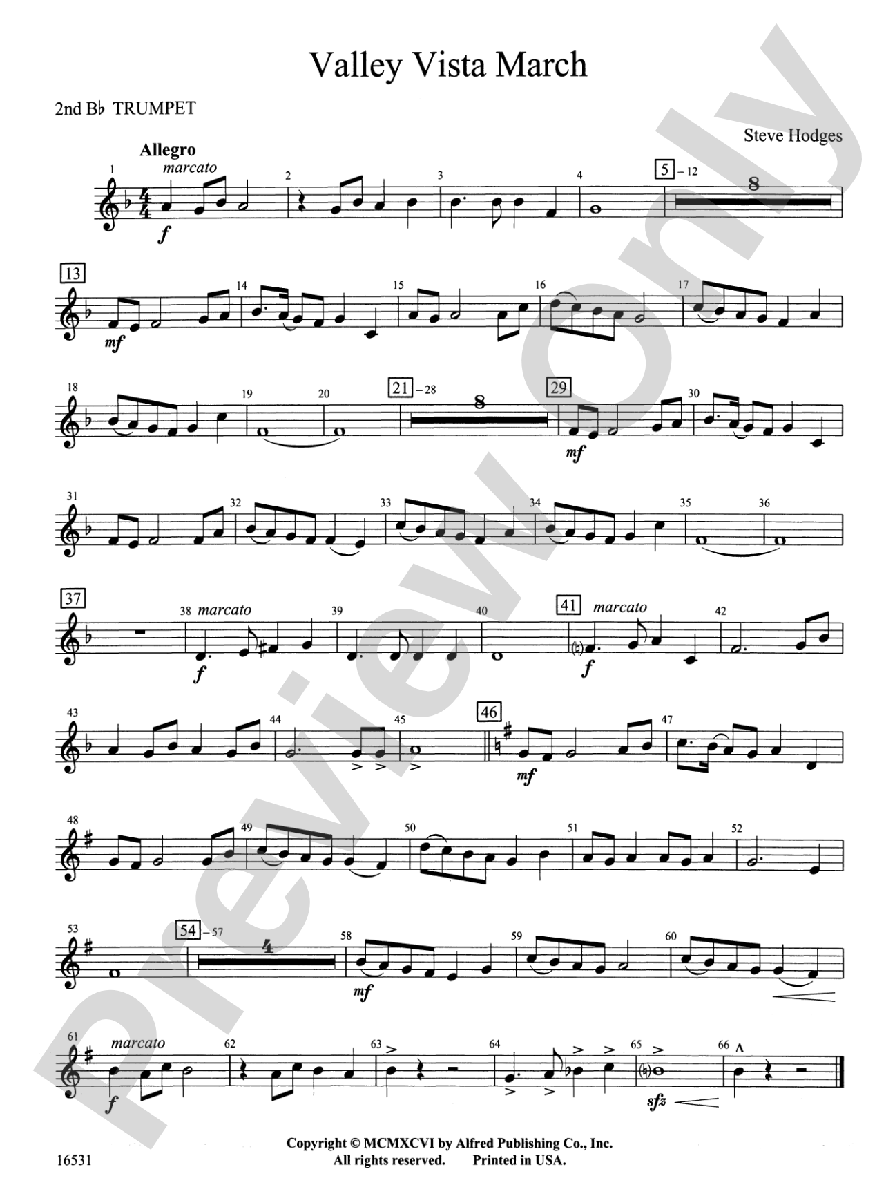 Valley Vista March: 2nd B-flat Trumpet
