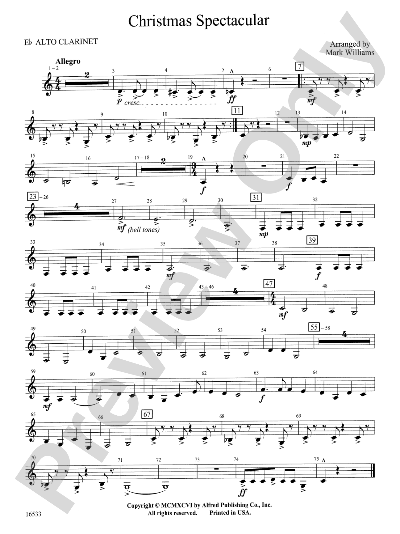 Christmas Spectacular: E-flat Alto Clarinet