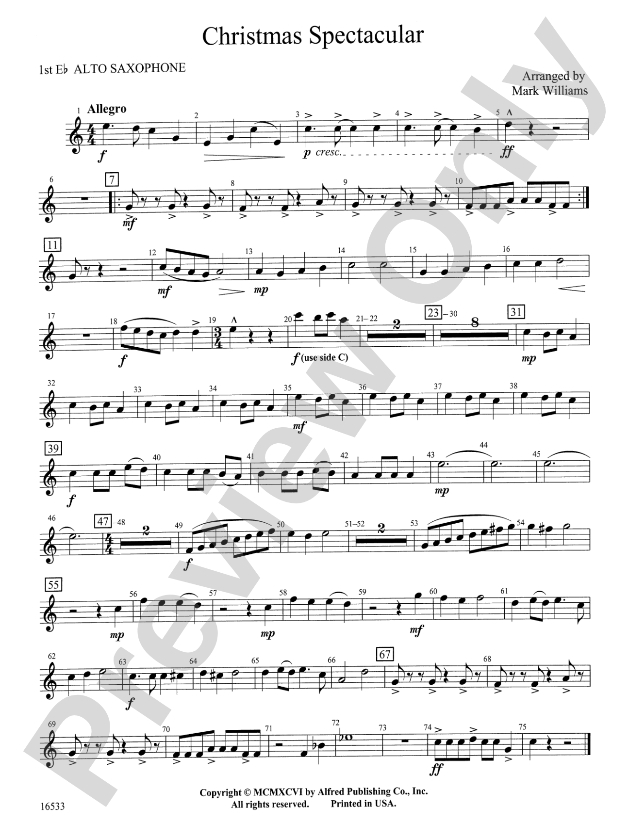 Christmas Spectacular: E-flat Alto Saxophone