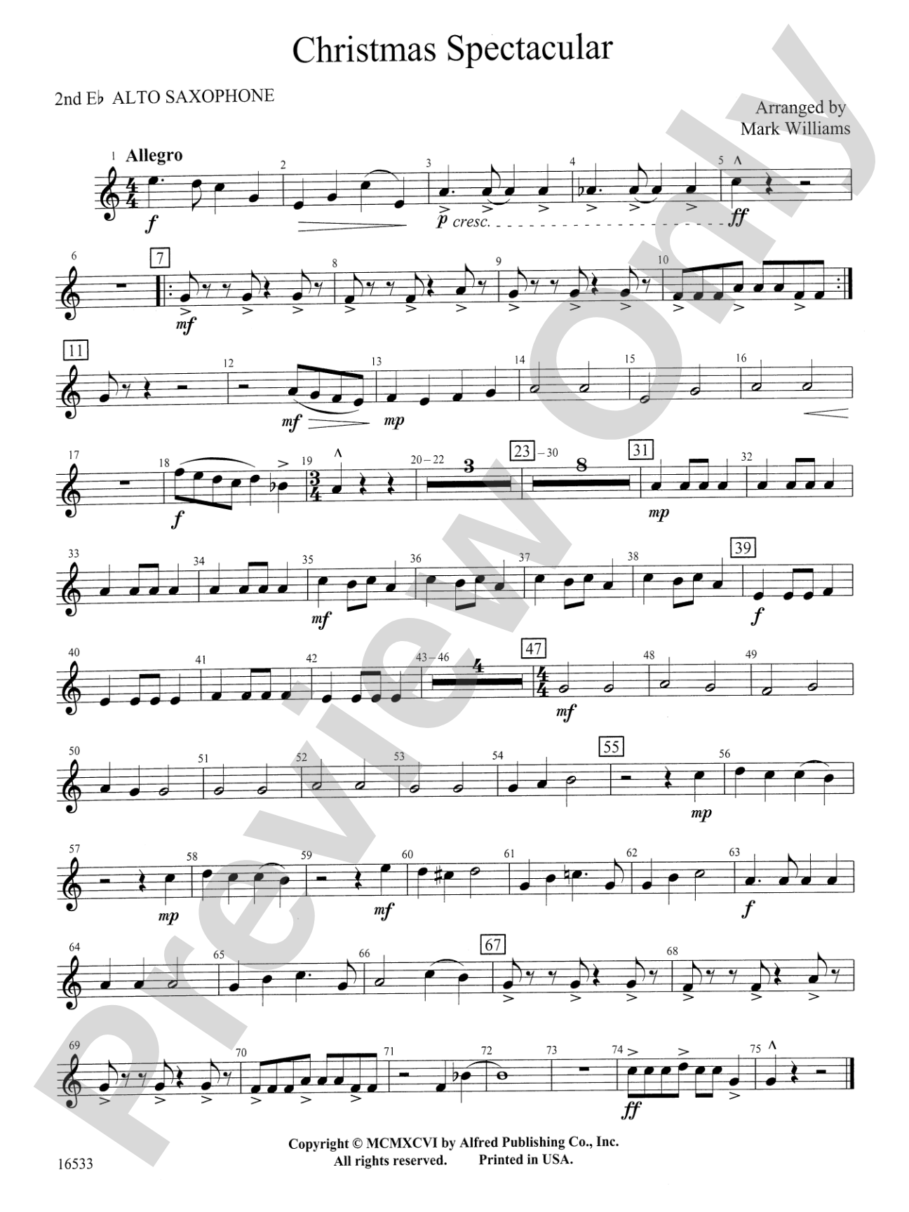Christmas Spectacular: 2nd E-flat Alto Saxophone