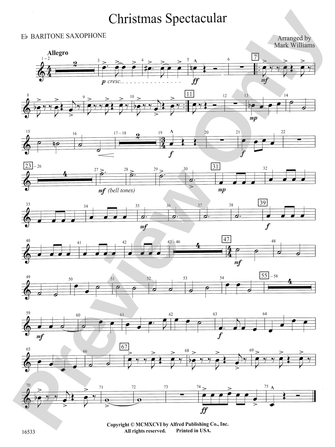 Christmas Spectacular: E-flat Baritone Saxophone