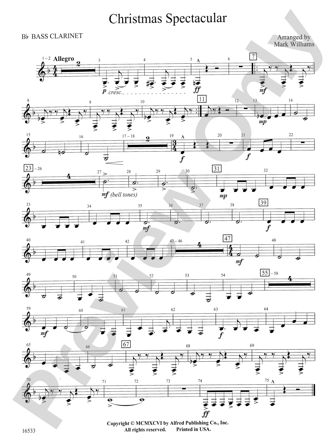 Christmas Spectacular: B-flat Bass Clarinet
