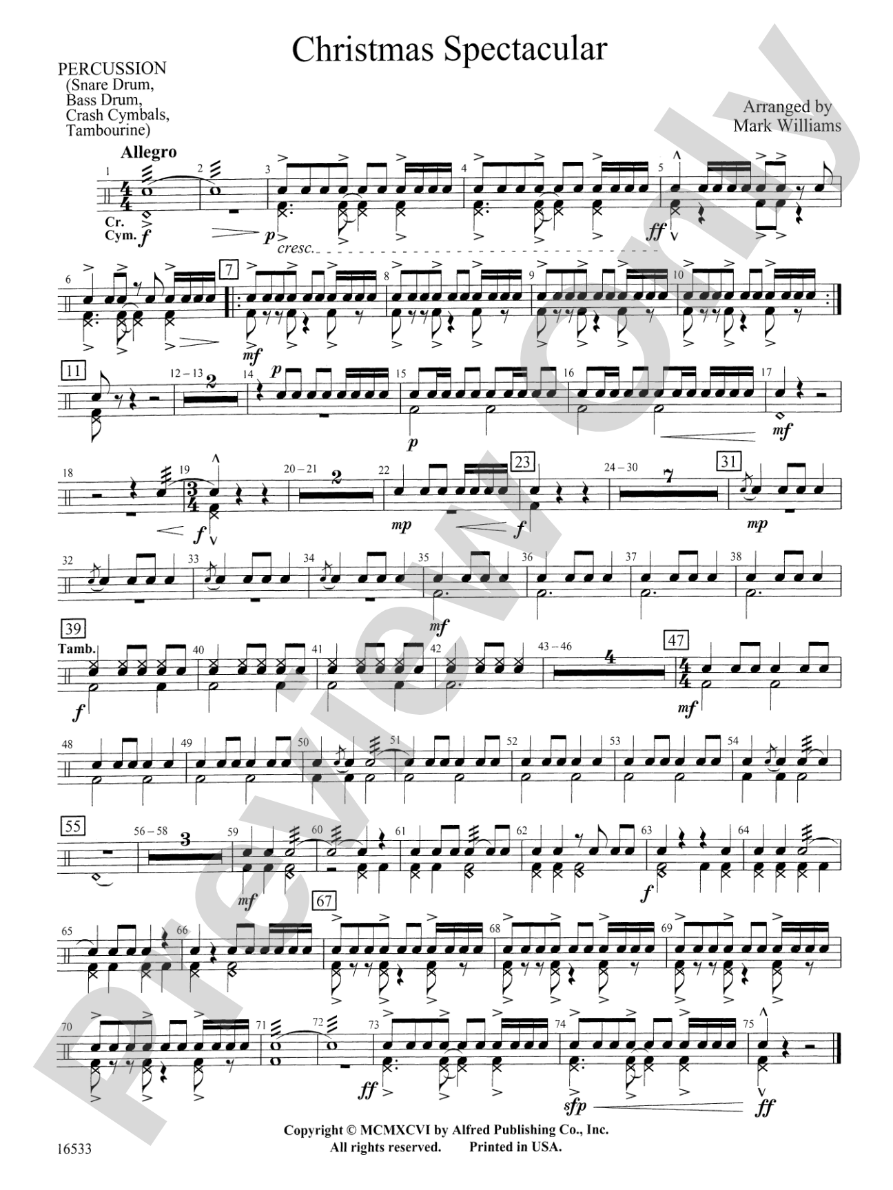 Christmas Spectacular: 1st Percussion