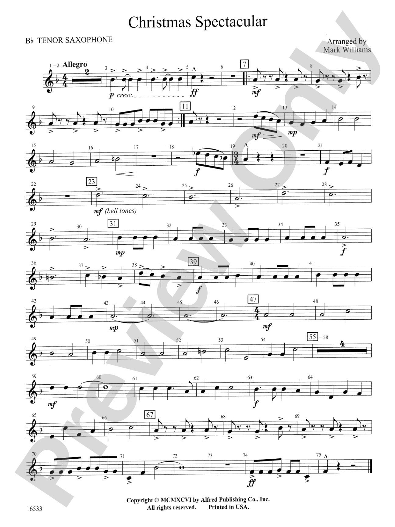 Christmas Spectacular: B-flat Tenor Saxophone
