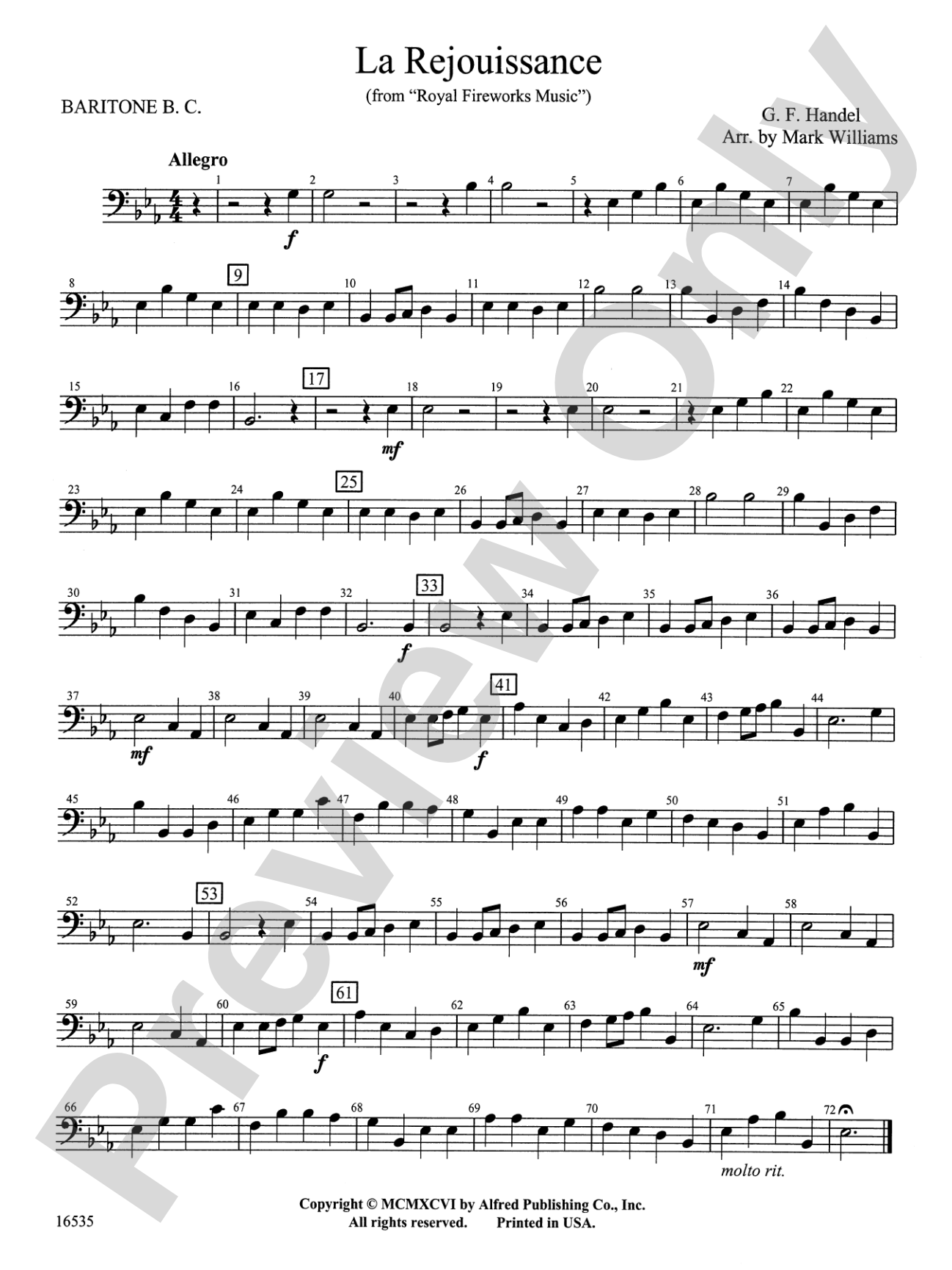 La Rejouissance from Royal Fireworks Music: Baritone B.C.