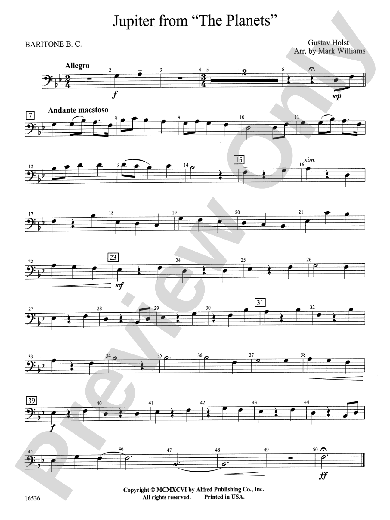 Jupiter from "The Planets": Baritone B.C.