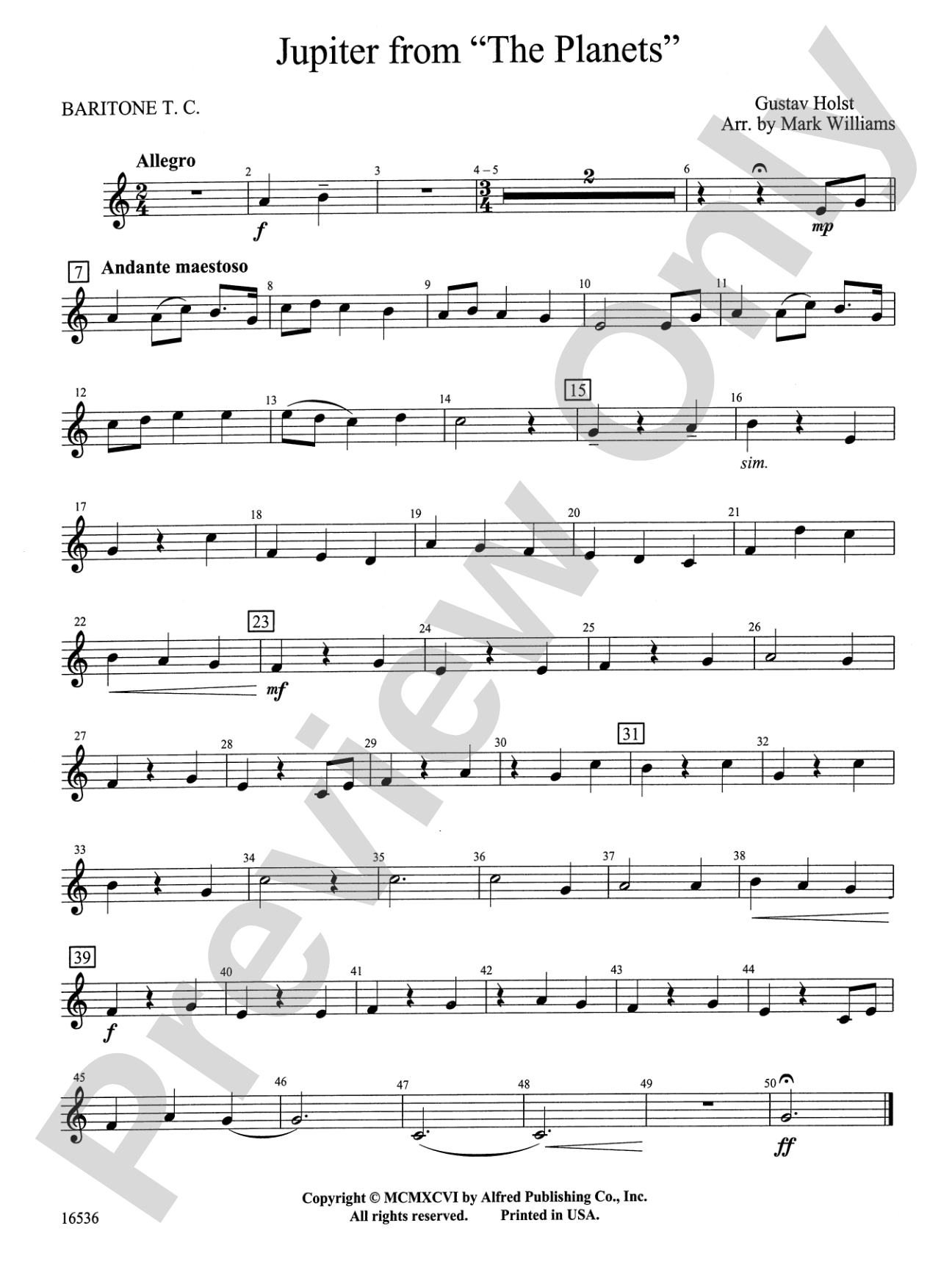 Jupiter from "The Planets": Baritone T.C.