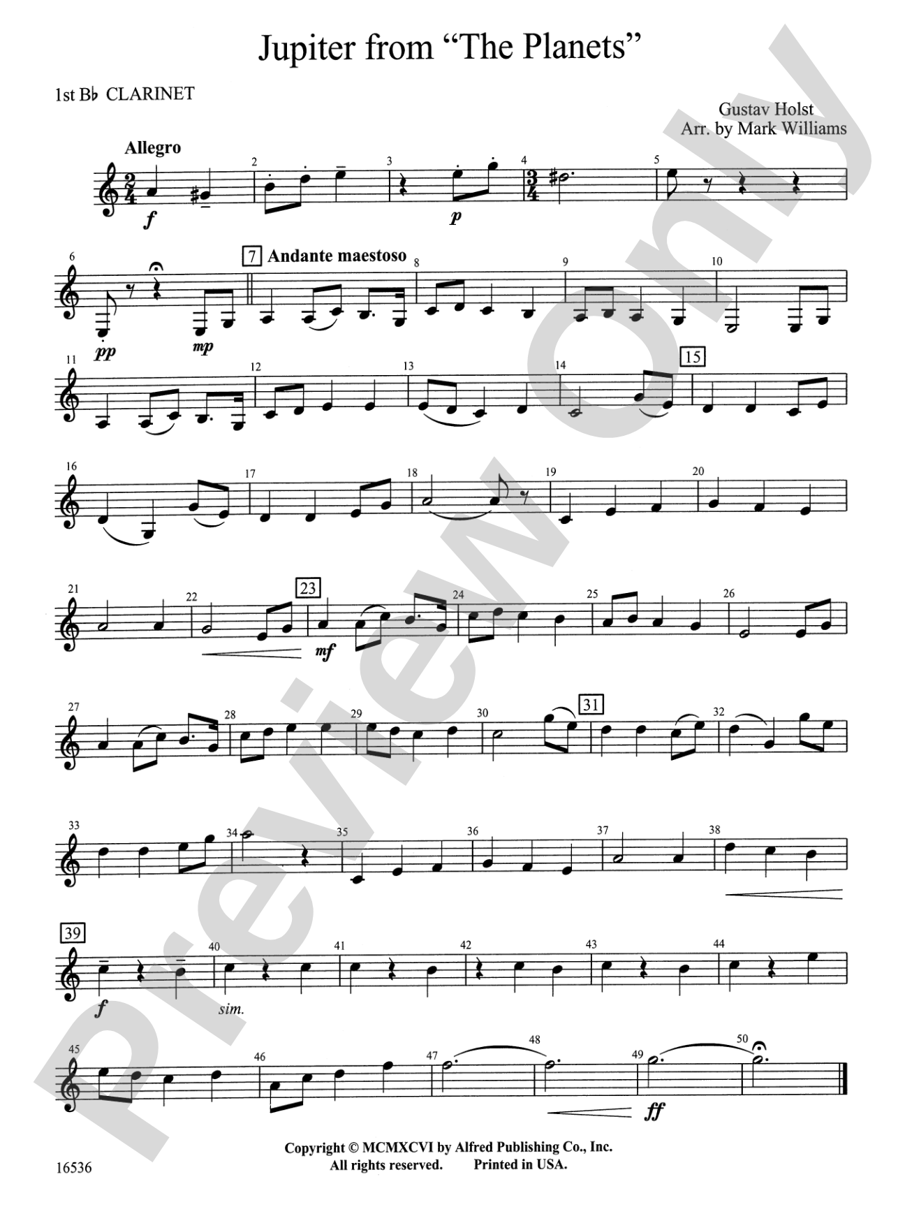 Jupiter from "The Planets": 1st B-flat Clarinet