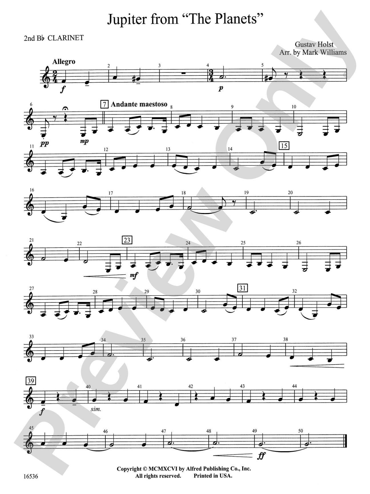 Jupiter from "The Planets": 2nd B-flat Clarinet