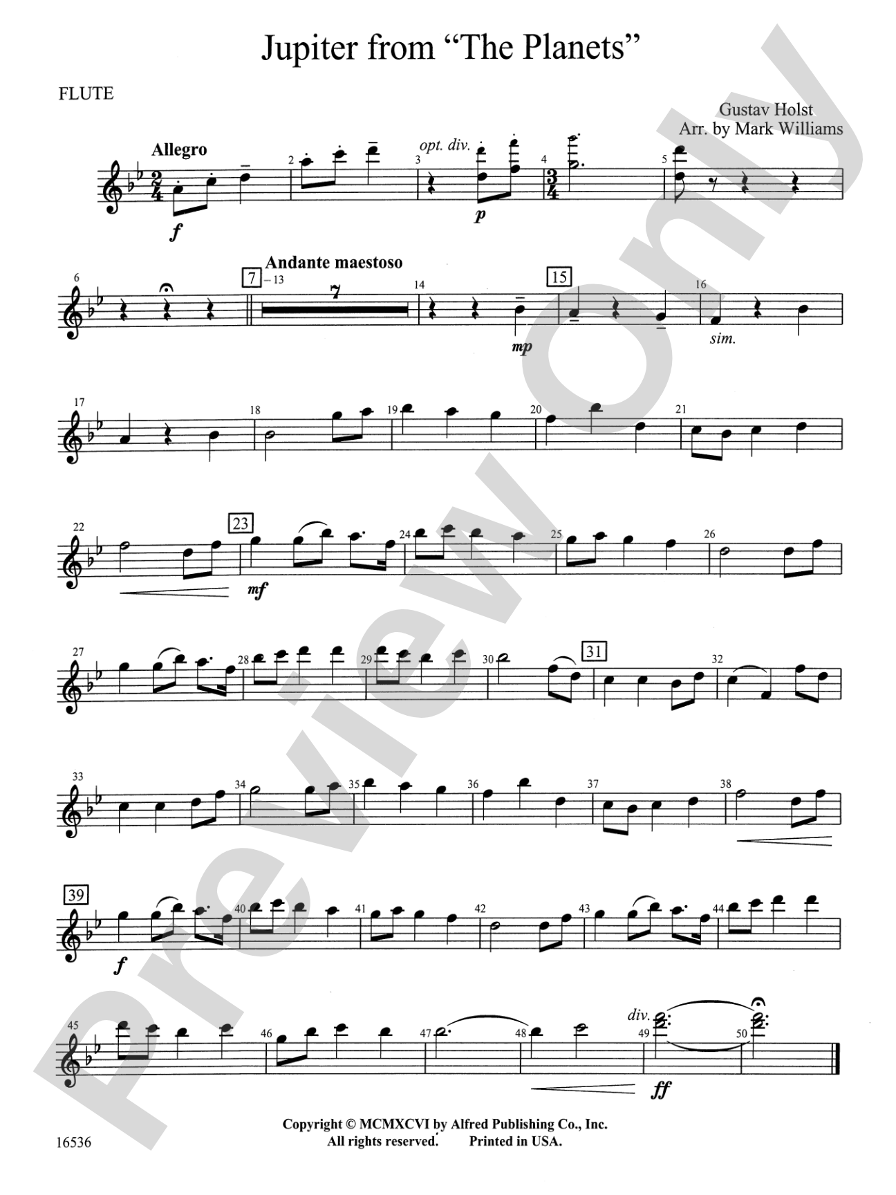 Jupiter from "The Planets": Flute