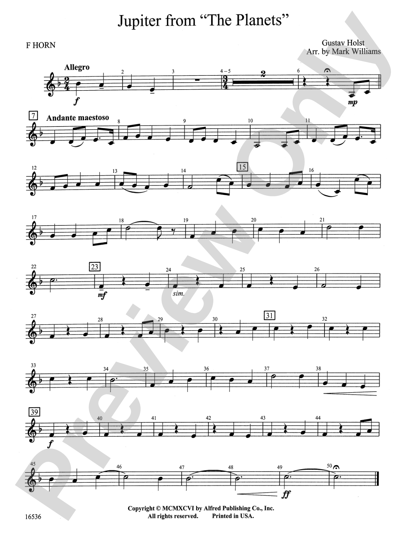 Jupiter from "The Planets": 1st F Horn