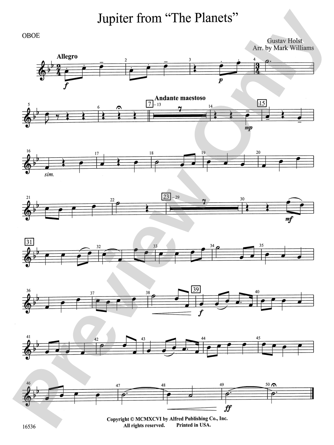 Jupiter from "The Planets": Oboe