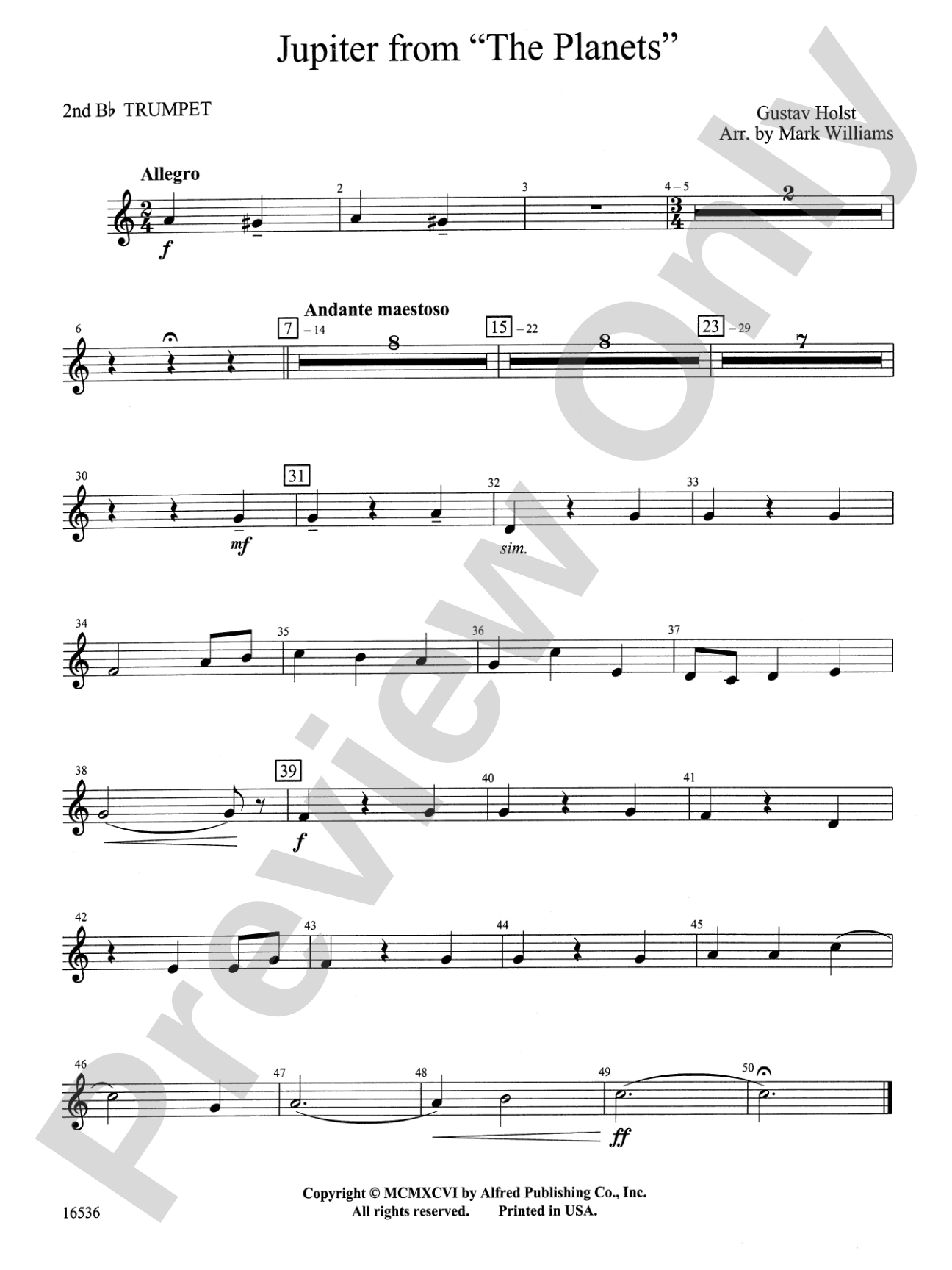 Jupiter from "The Planets": 2nd B-flat Trumpet