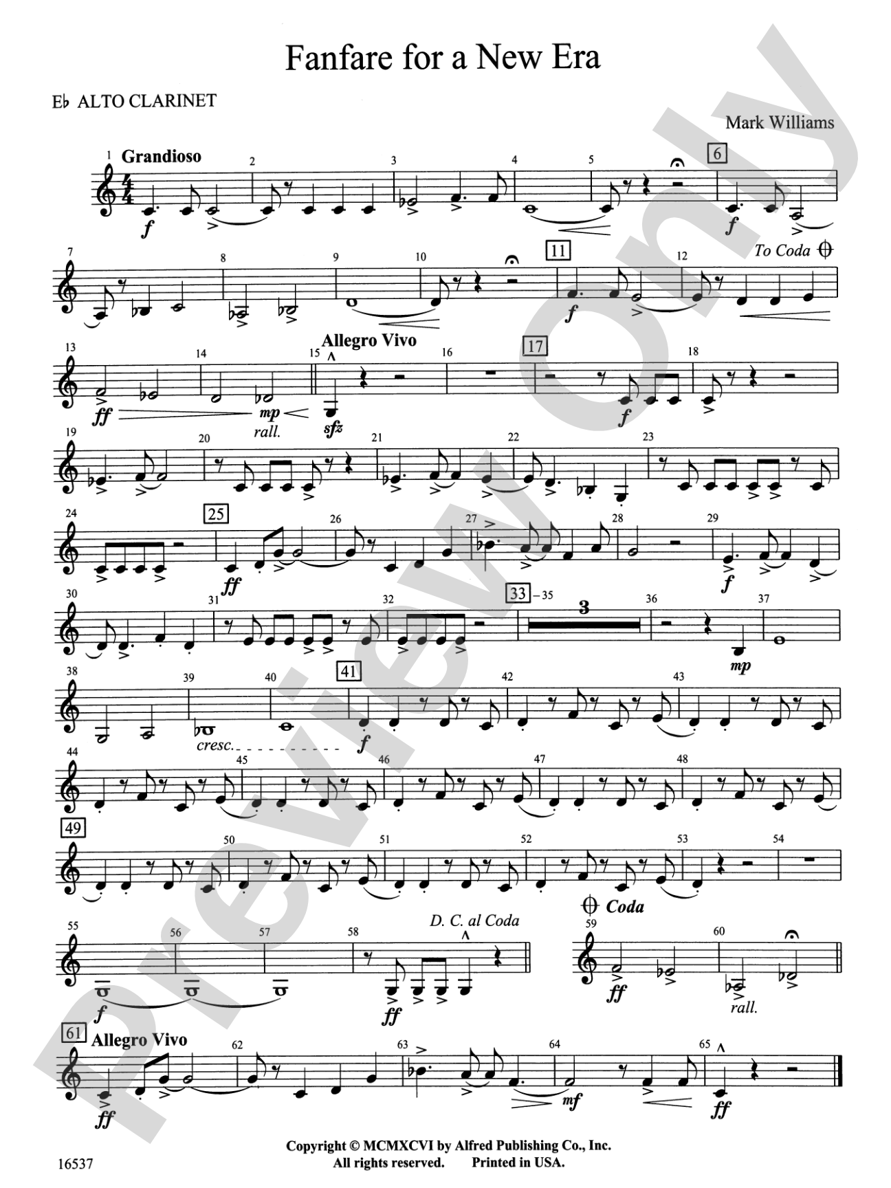Fanfare for a New Era: E-flat Alto Clarinet