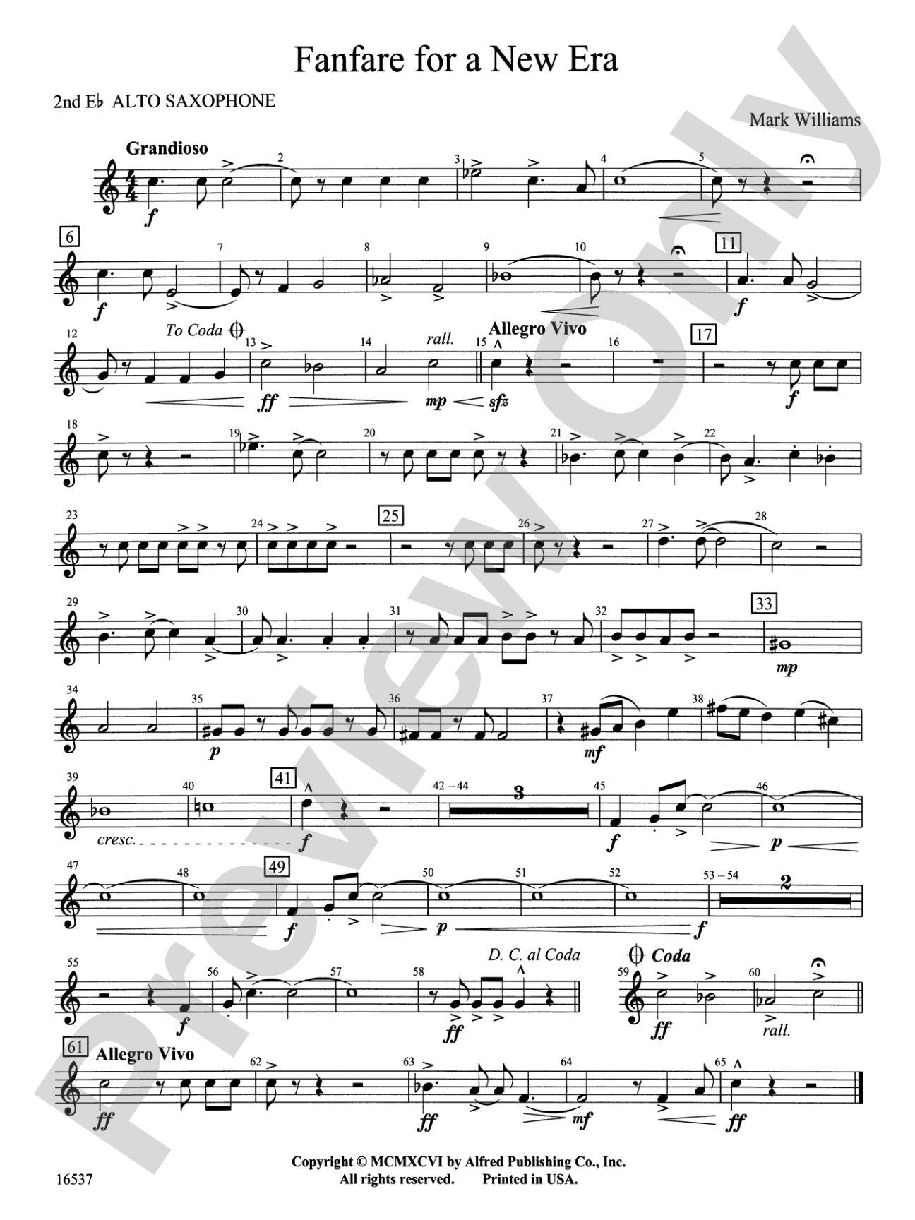 Fanfare for a New Era: 2nd E-flat Alto Saxophone