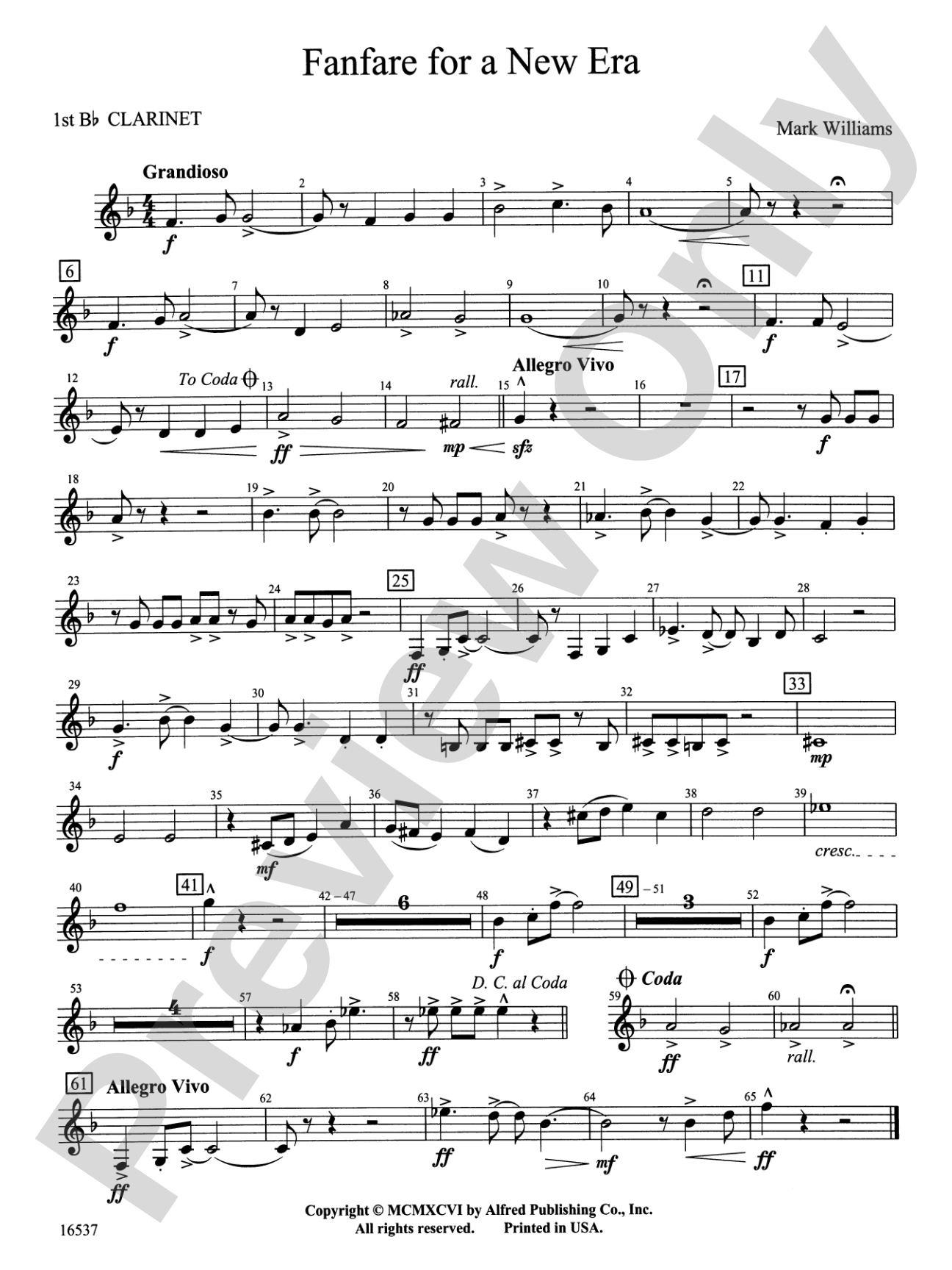Fanfare for a New Era: 1st B-flat Clarinet