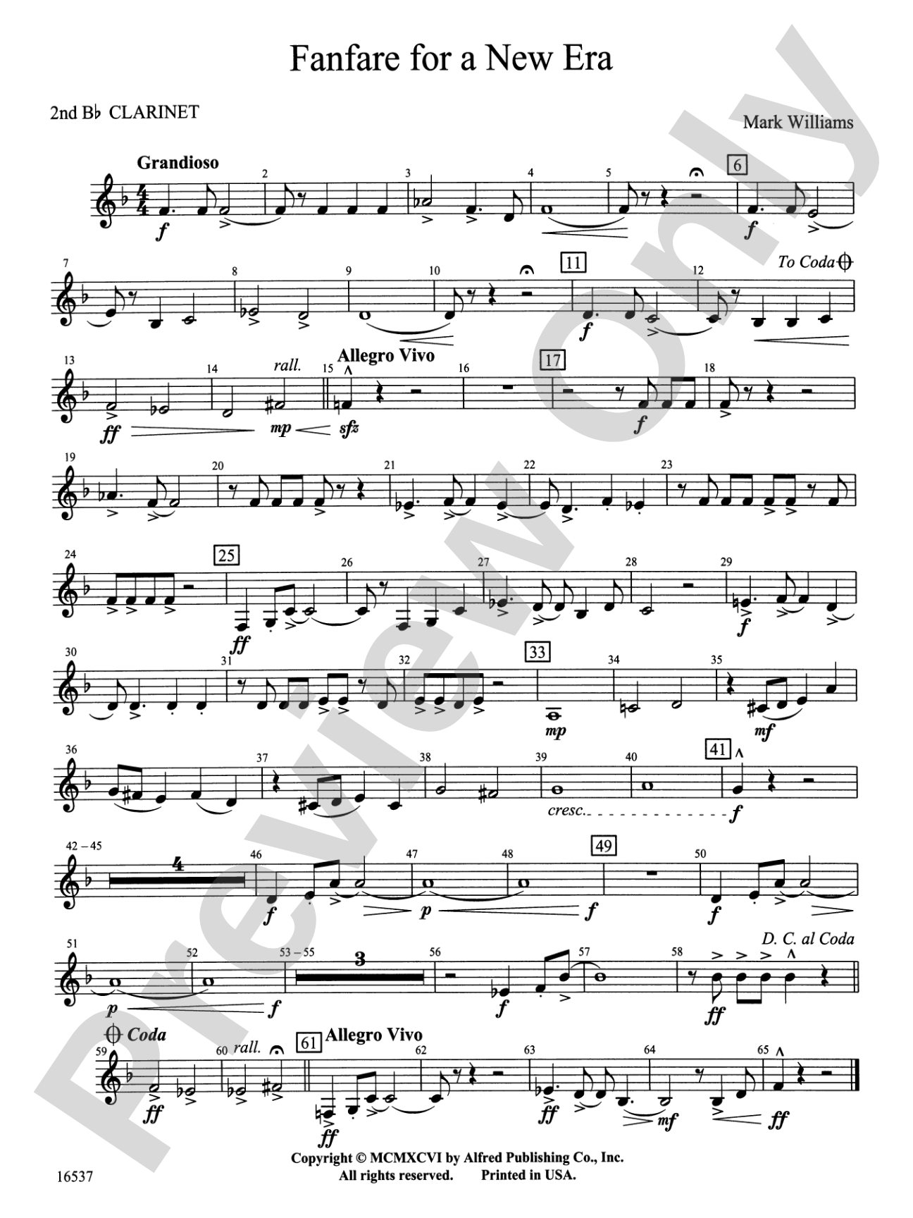 Fanfare for a New Era: 2nd B-flat Clarinet