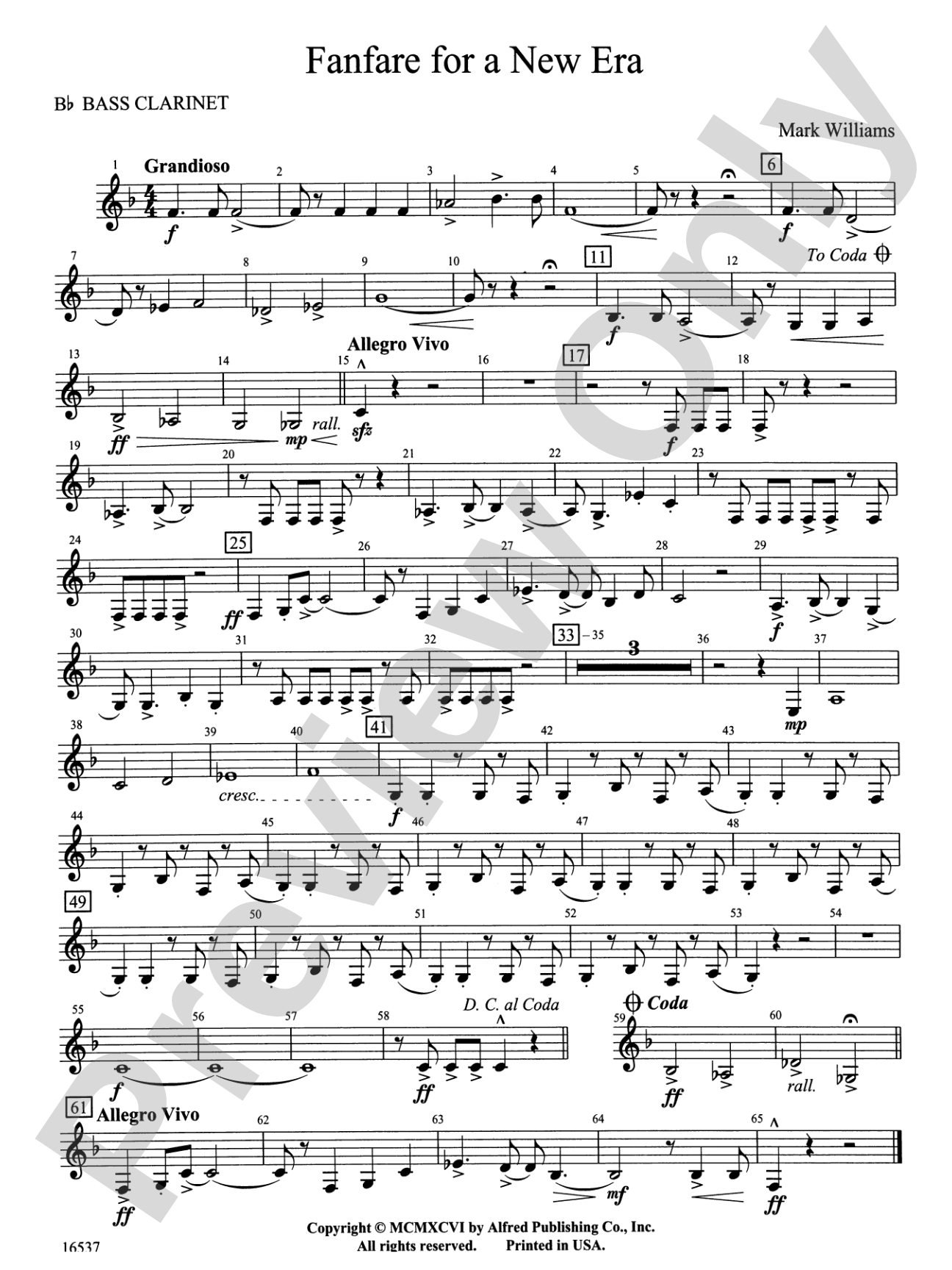Fanfare for a New Era: B-flat Bass Clarinet