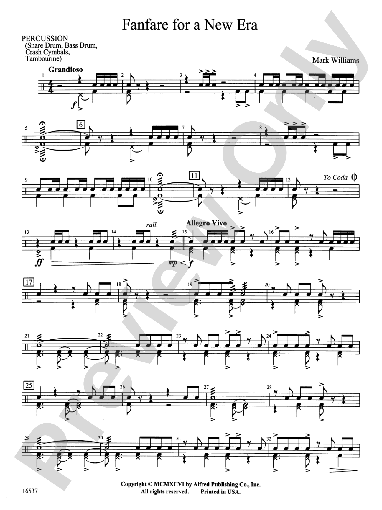 Fanfare for a New Era: 1st Percussion