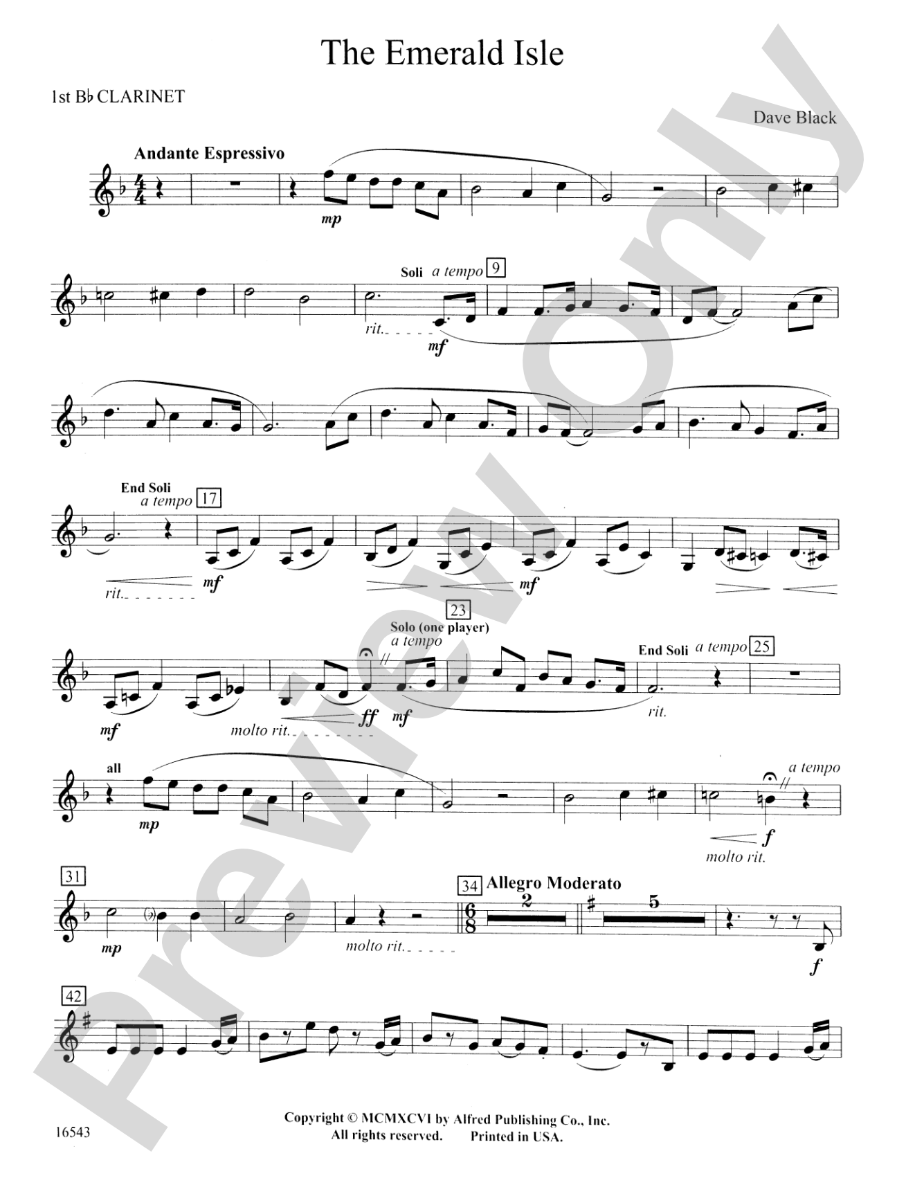 The Emerald Isle: 1st B-flat Clarinet