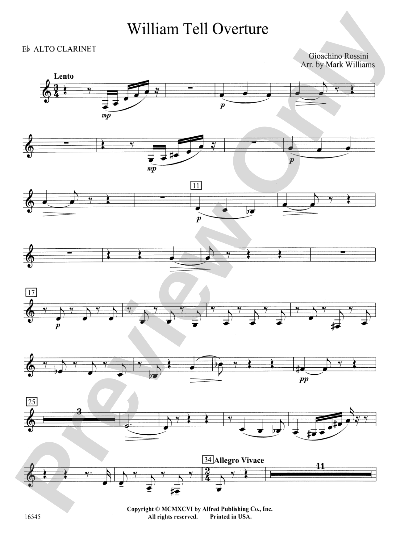 William Tell Overture: E-flat Alto Clarinet