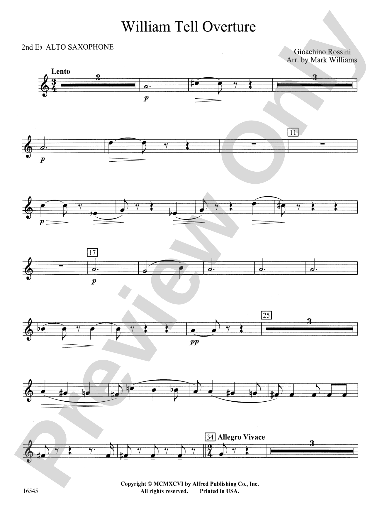 William Tell Overture: 2nd E-flat Alto Saxophone