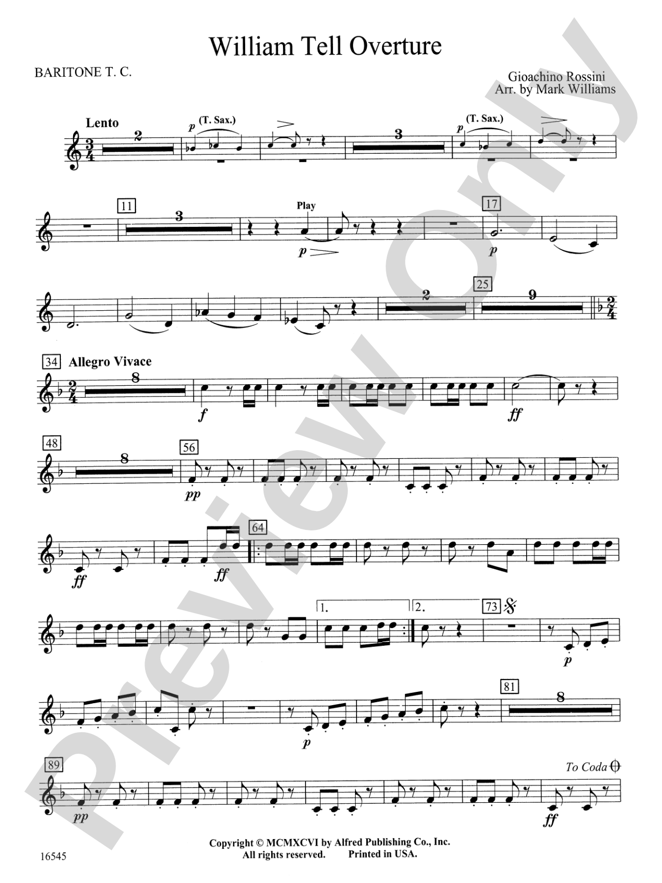 William Tell Overture: Baritone T.C.