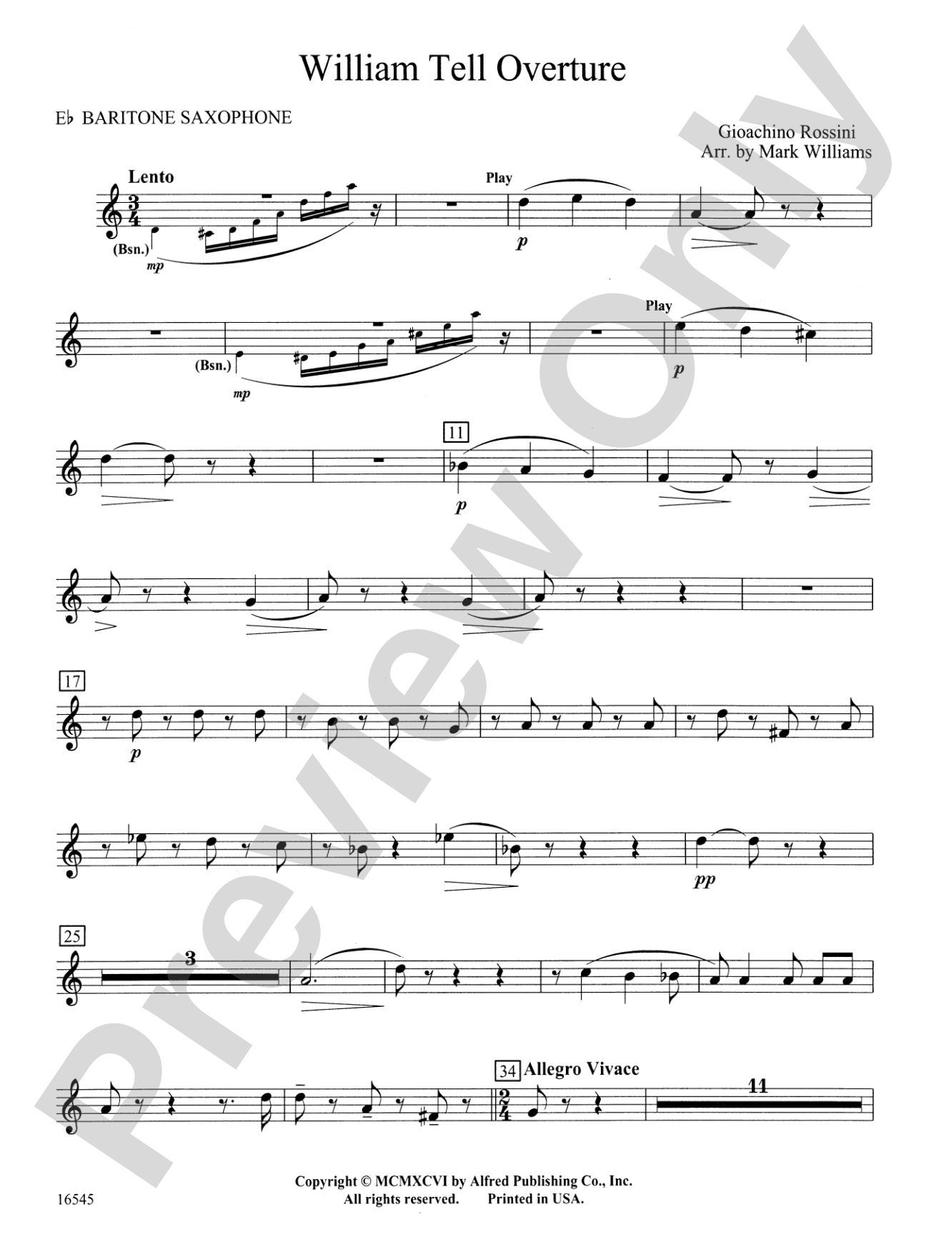 William Tell Overture: E-flat Baritone Saxophone