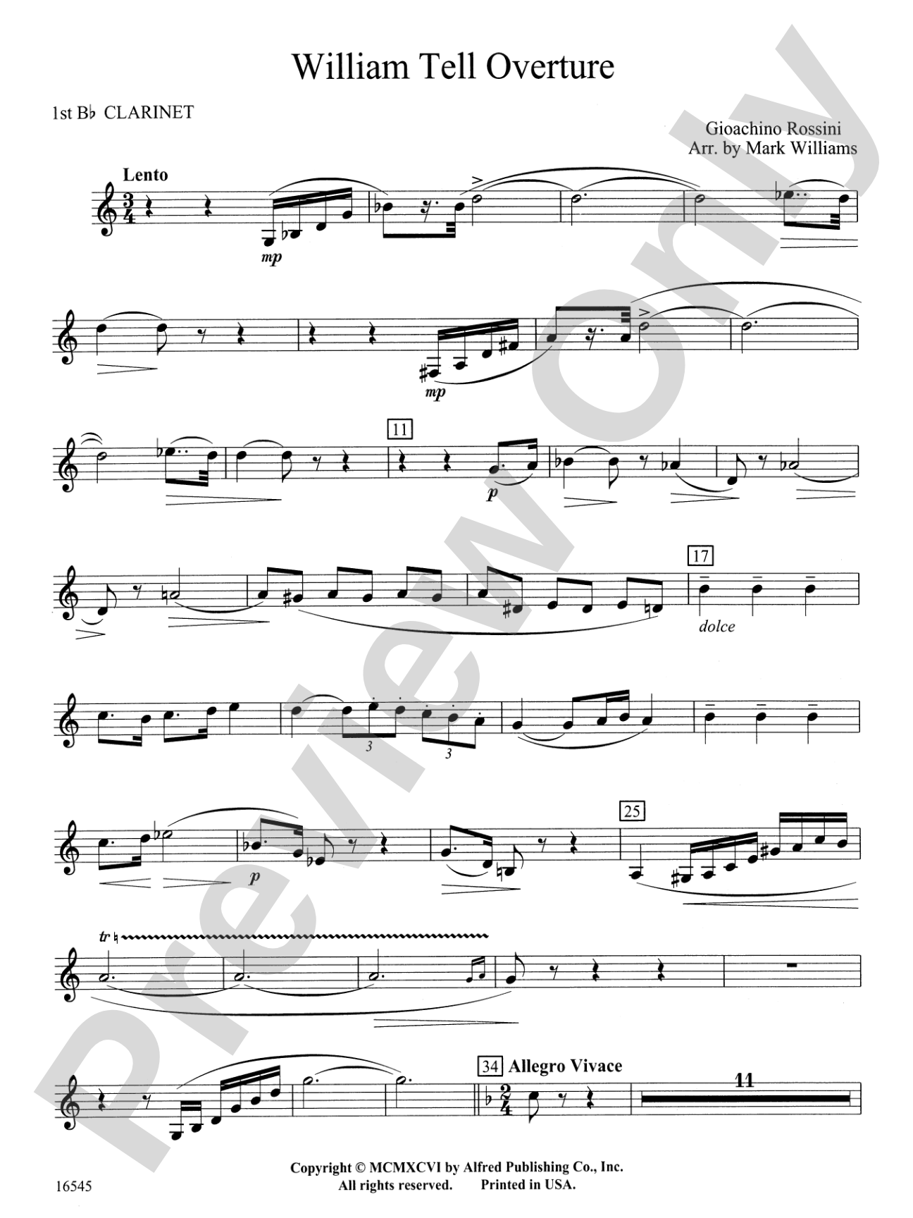 William Tell Overture: 1st B-flat Clarinet