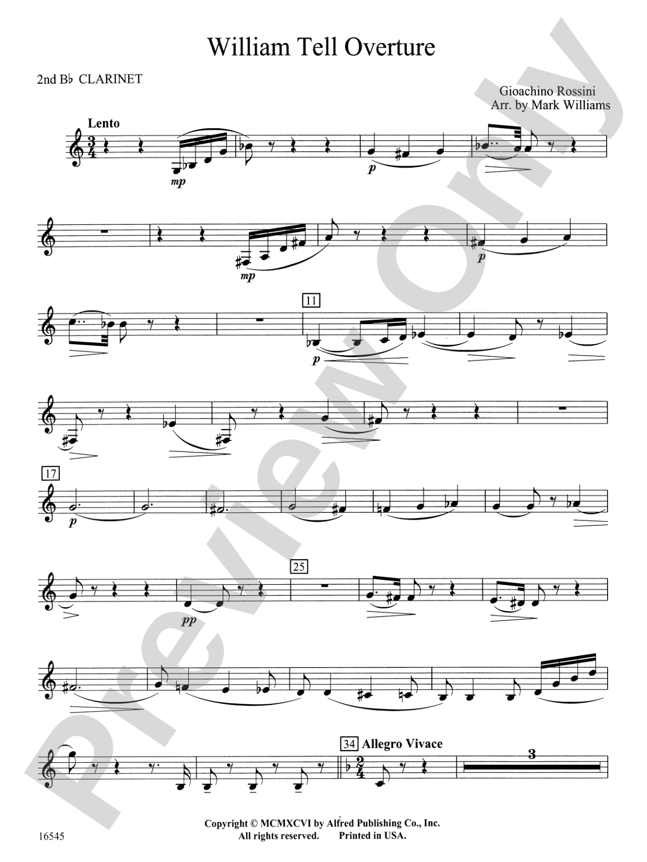 William Tell Overture: 2nd B-flat Clarinet
