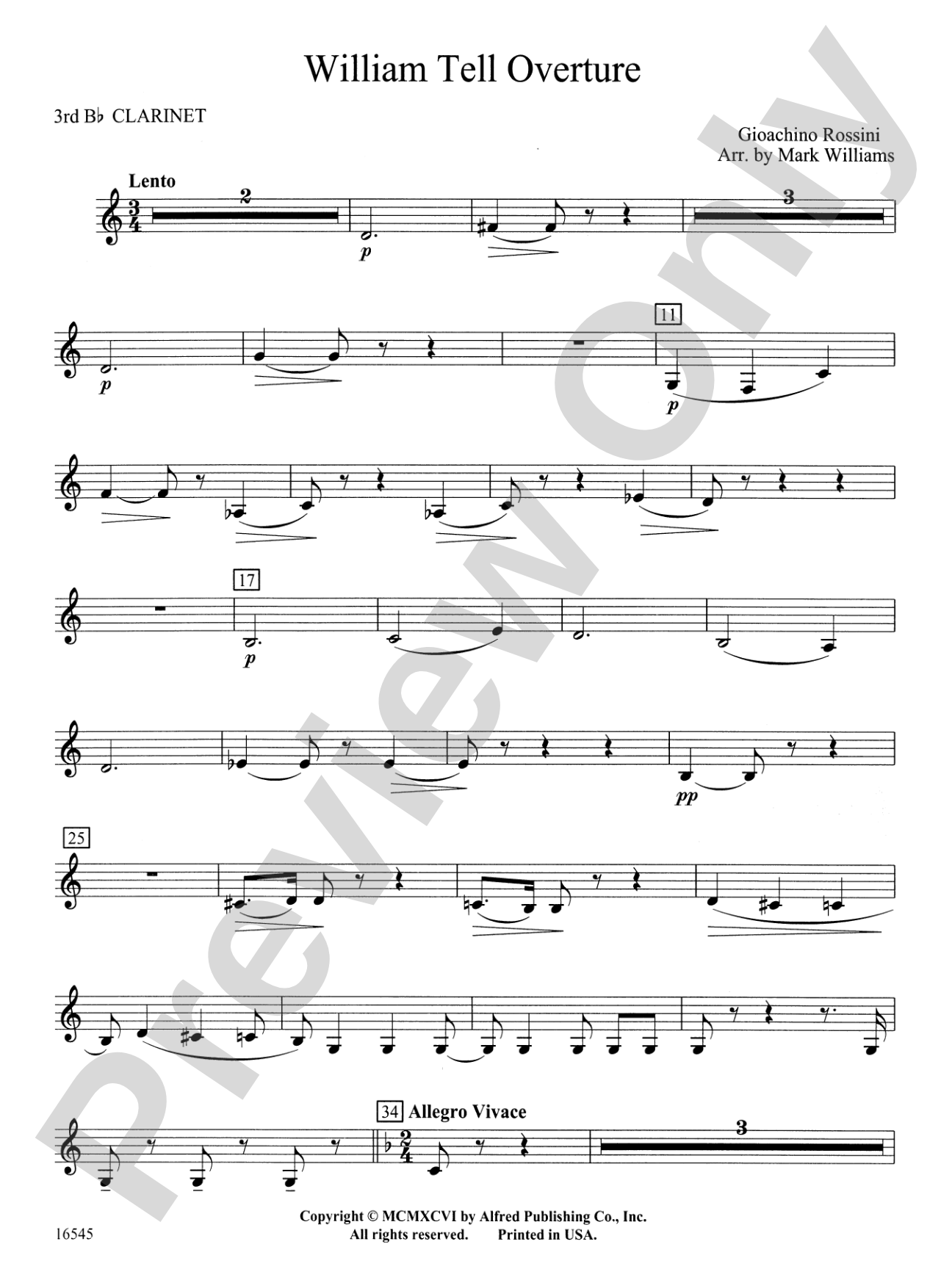 William Tell Overture: 3rd B-flat Clarinet