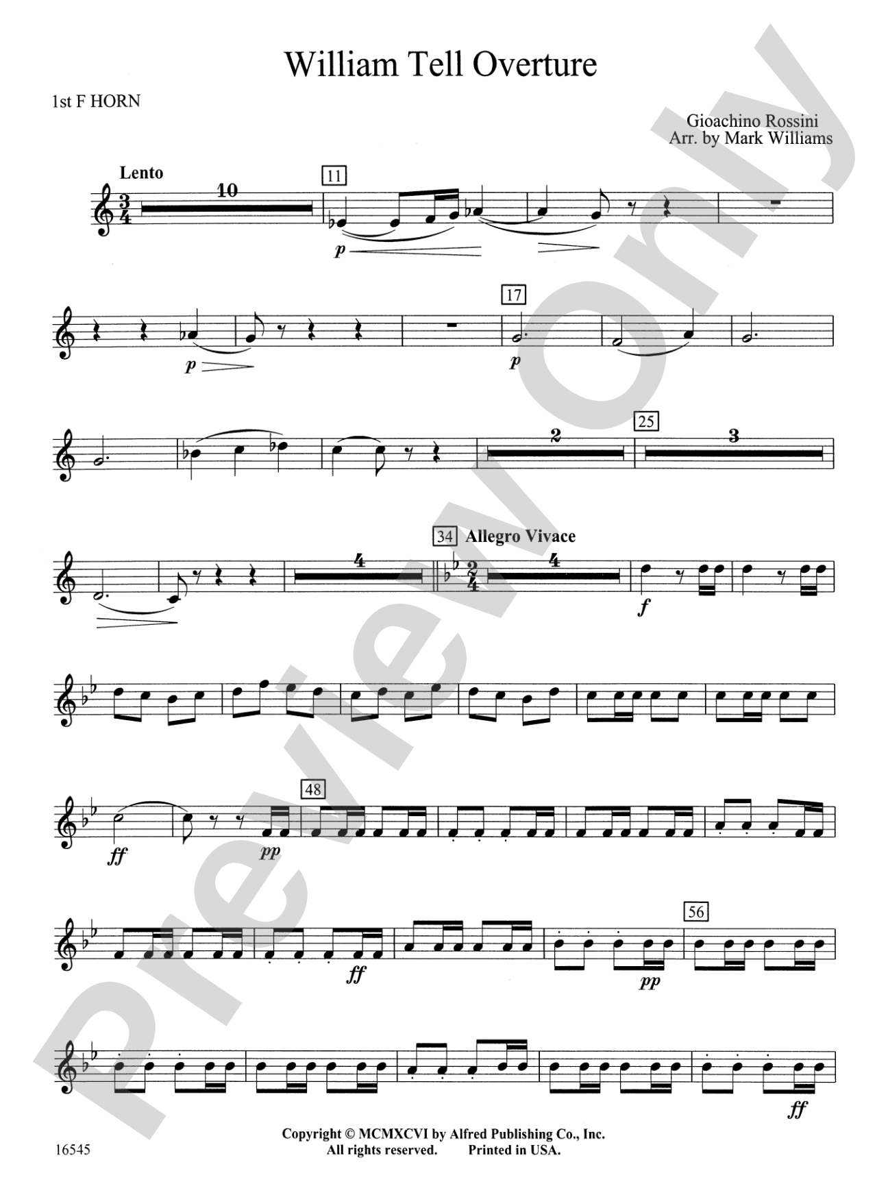 William Tell Overture: 1st F Horn