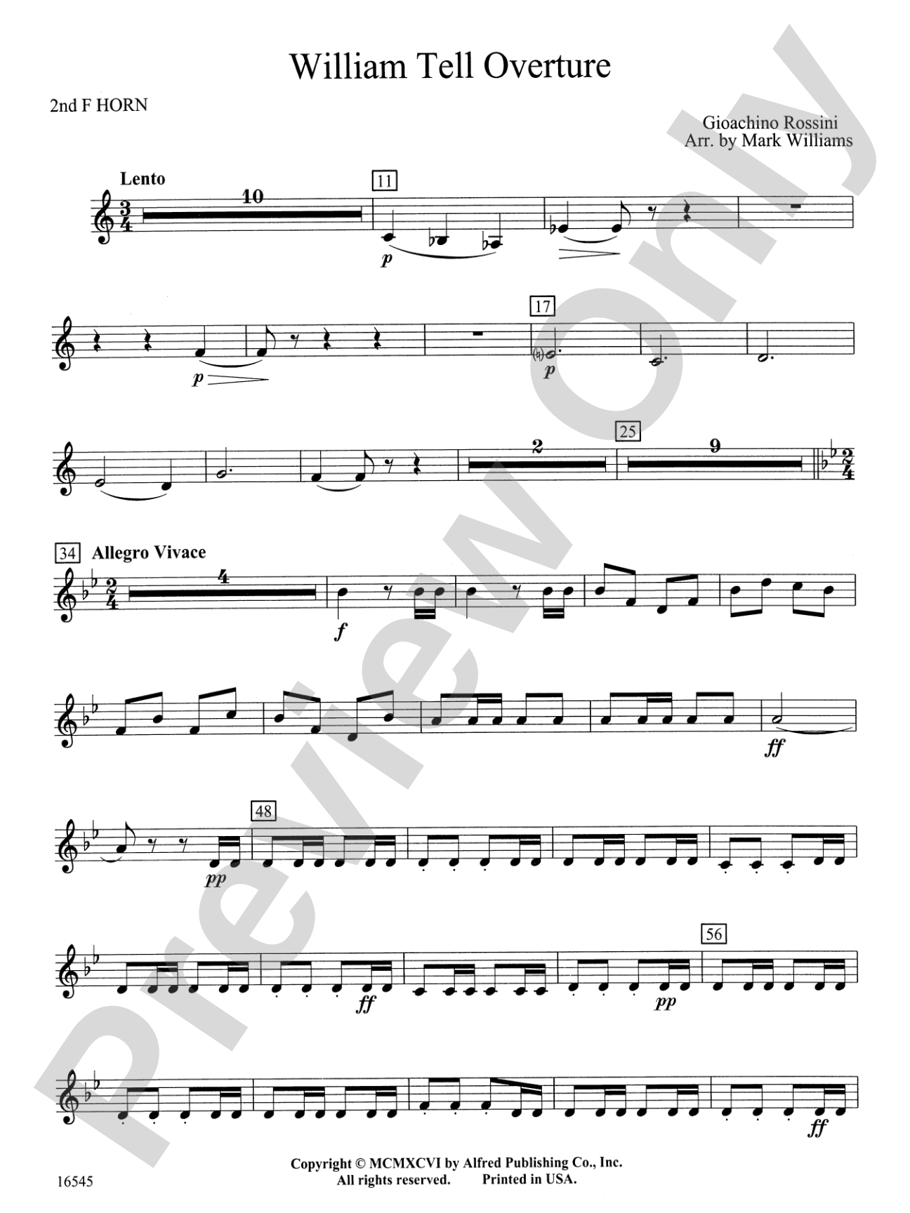 William Tell Overture: 2nd F Horn