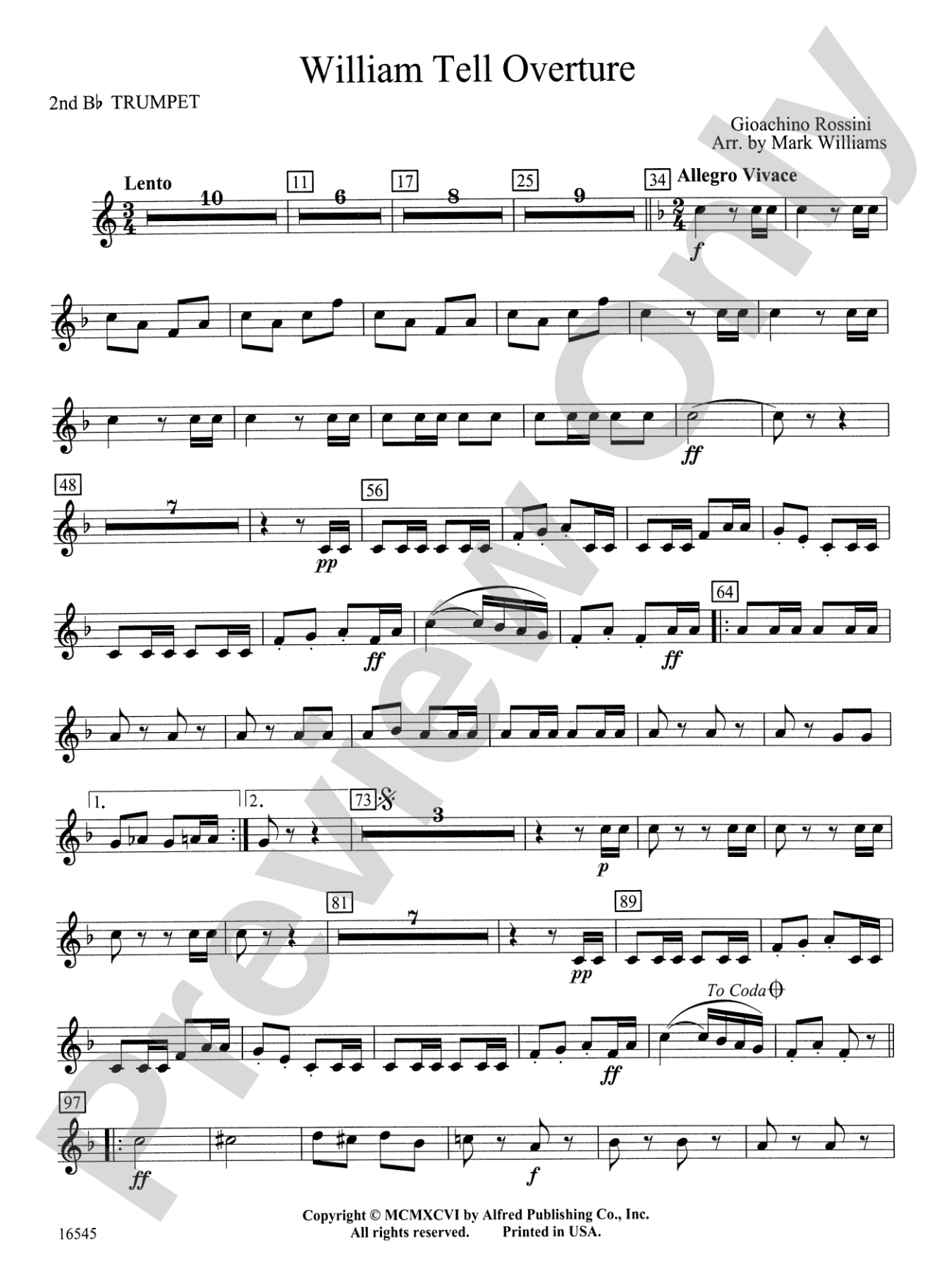 William Tell Overture: 2nd B-flat Trumpet